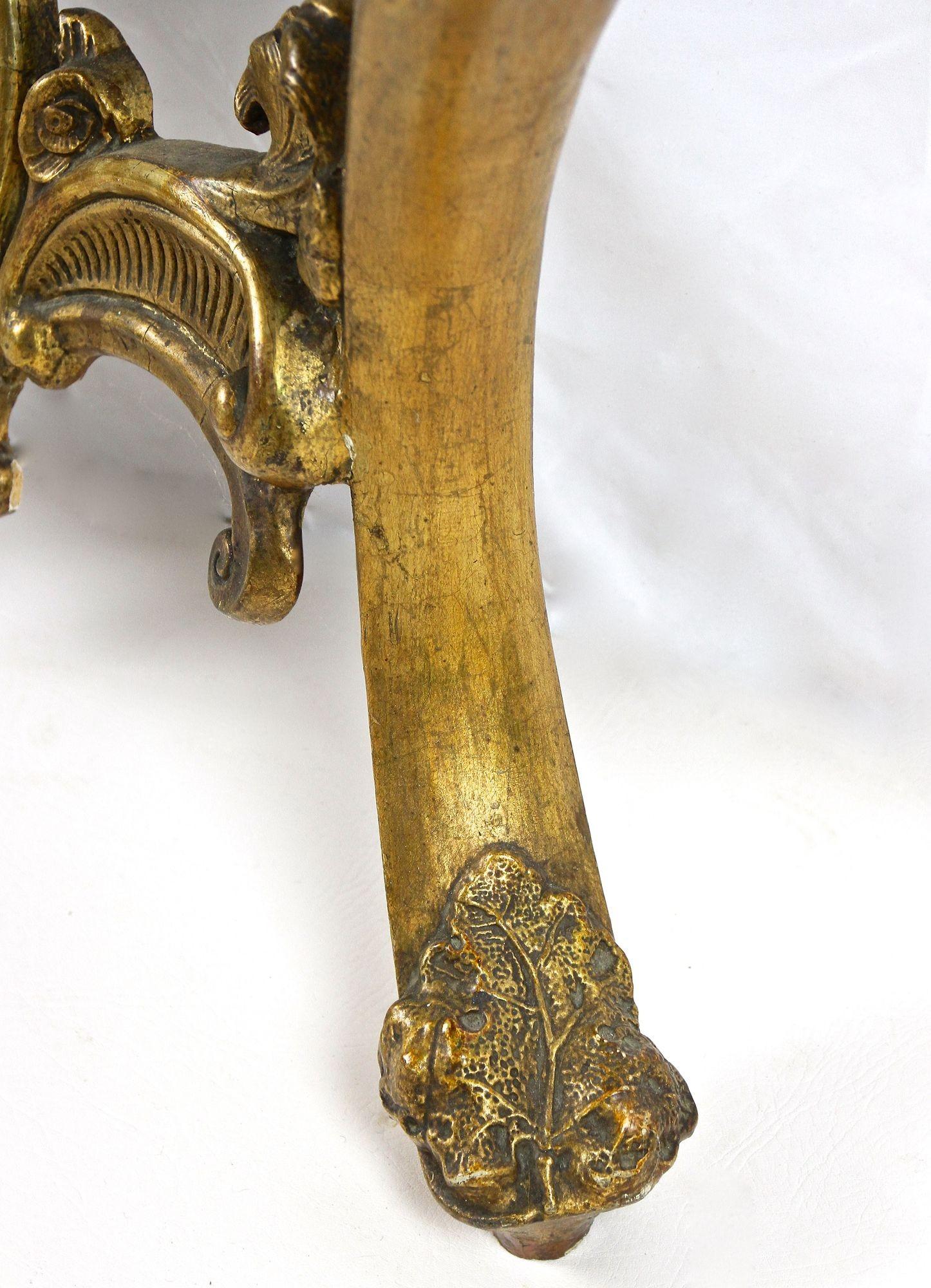 Gilt Baroque Wall Console Table Hand Carved with Carrara Marble Top, circa 1780 For Sale 3