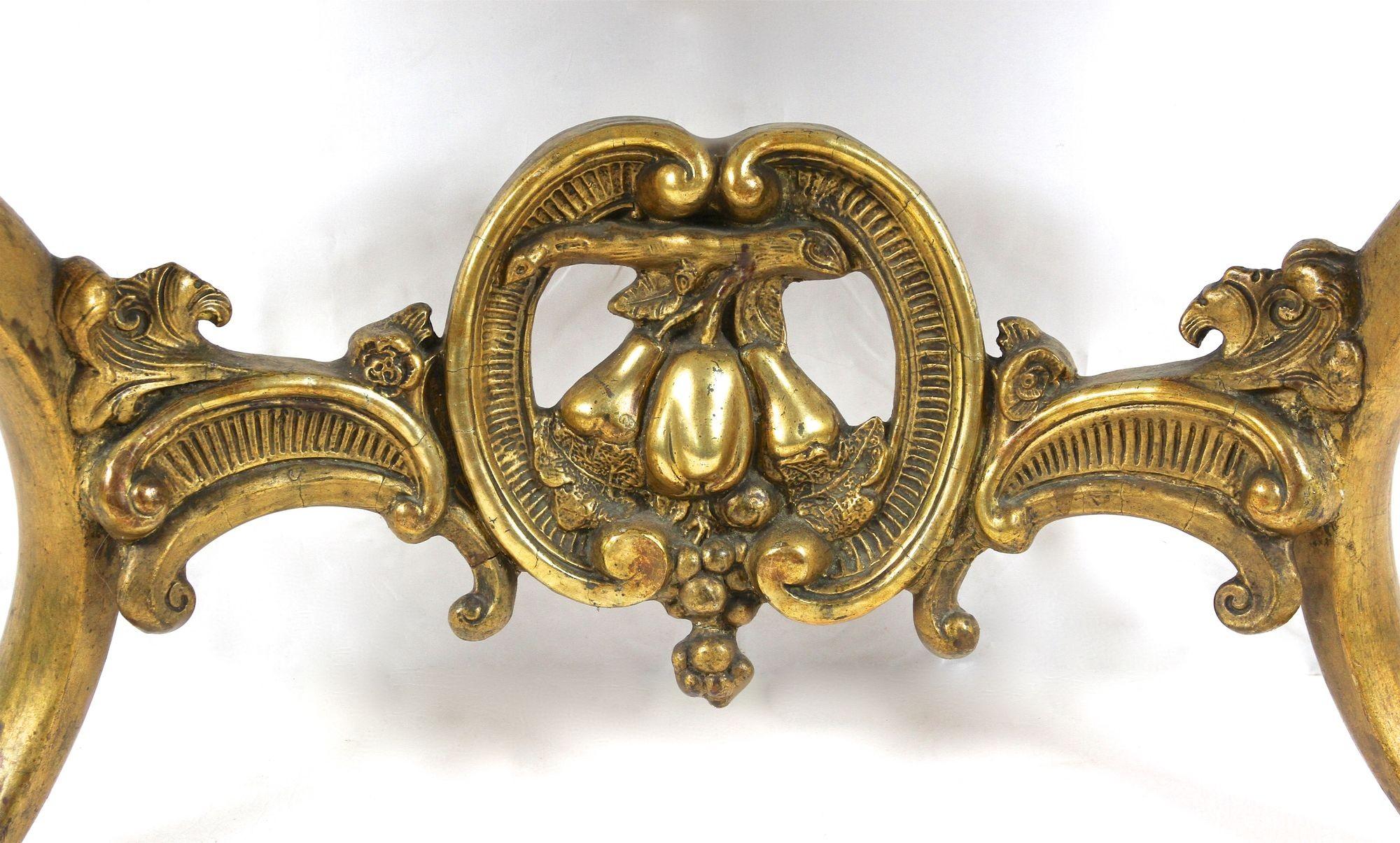 Gilt Baroque Wall Console Table Hand Carved with Carrara Marble Top, circa 1780 2