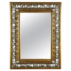 Specchio da parete dorato Biedermeier lavorato a giorno con motivi floreali, Austria, circa 1860