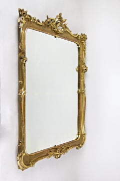 Gilt Biedermeier Wall Mirror with Floral Design, Austria, circa 1850