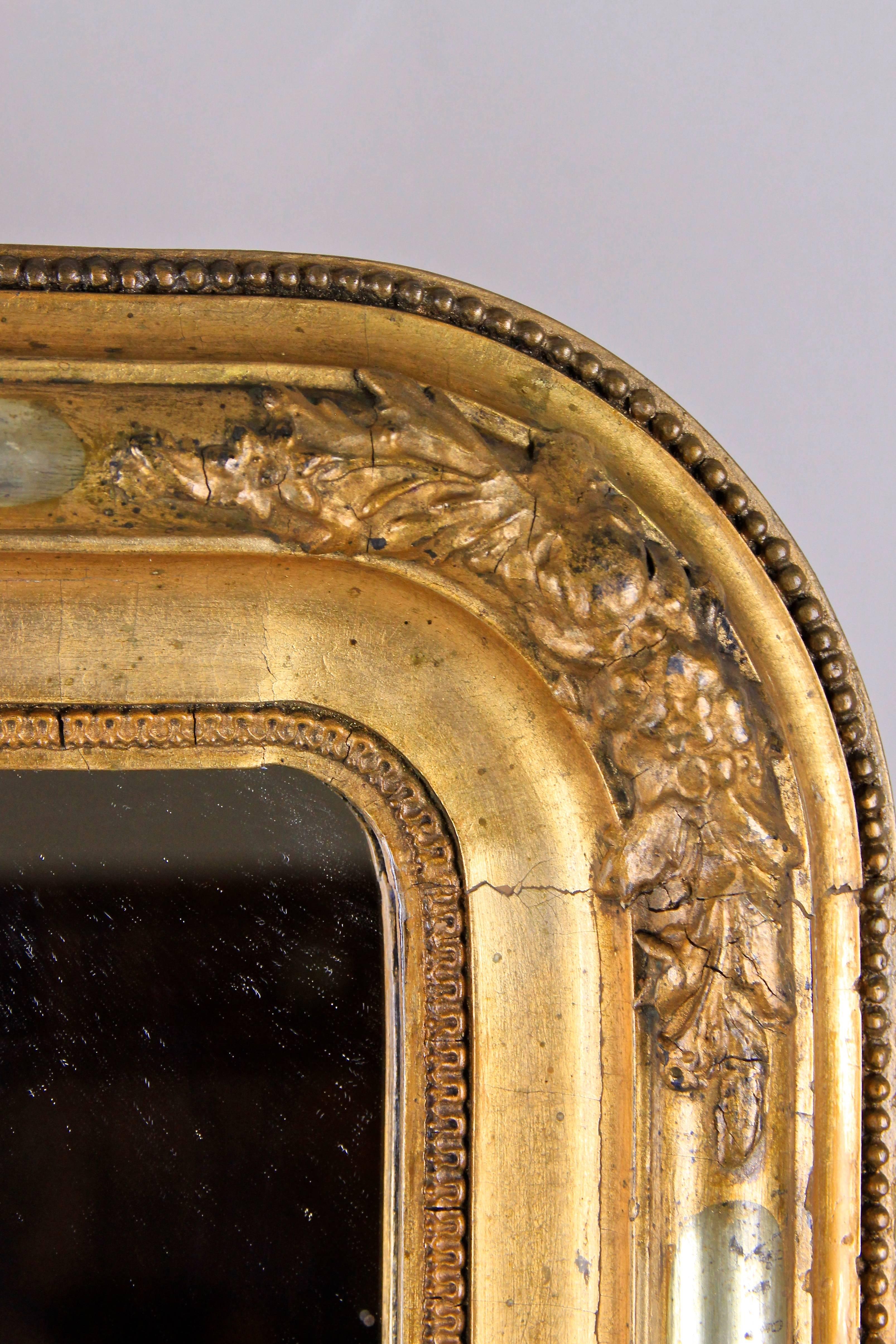 Gilt Biedermeier Wall Mirror with Silver Plated Half Rods, Austria, circa 1840 1