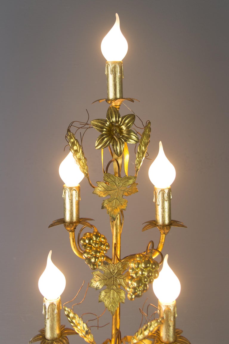 Gilt Brass and Bronze Nine-Light Electrified French Candelabra, Floor Lamp For Sale 9