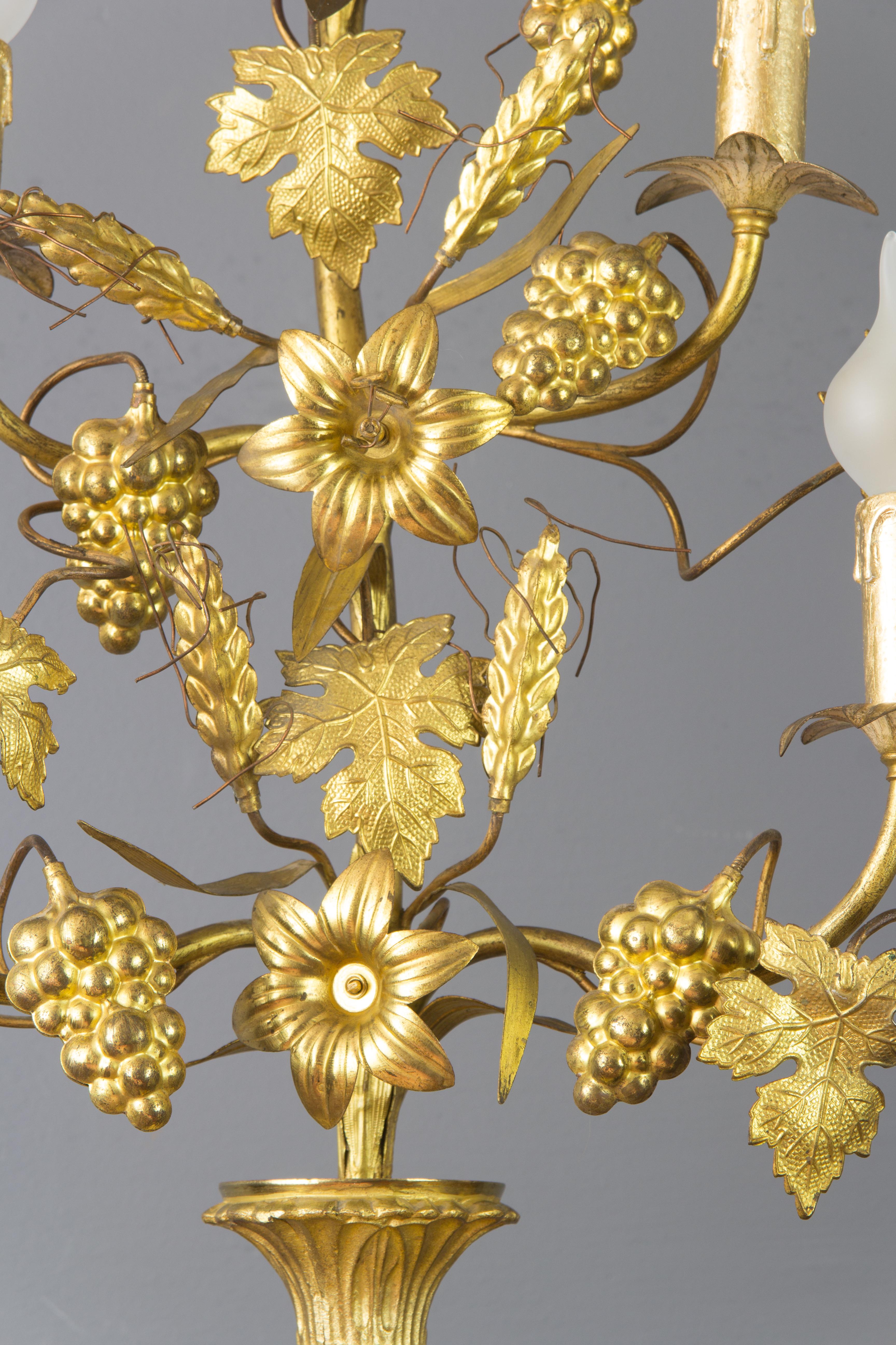 Neunflammiger französischer Kandelaber aus vergoldetem Messing und Bronze, Stehlampe im Angebot 10