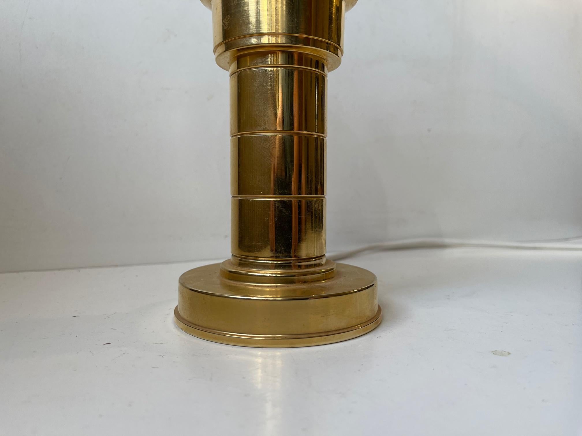 Mid-Century Modern Gilt Brass and Bubble Glass Table Lamp by Föhl, West Germany 1970s