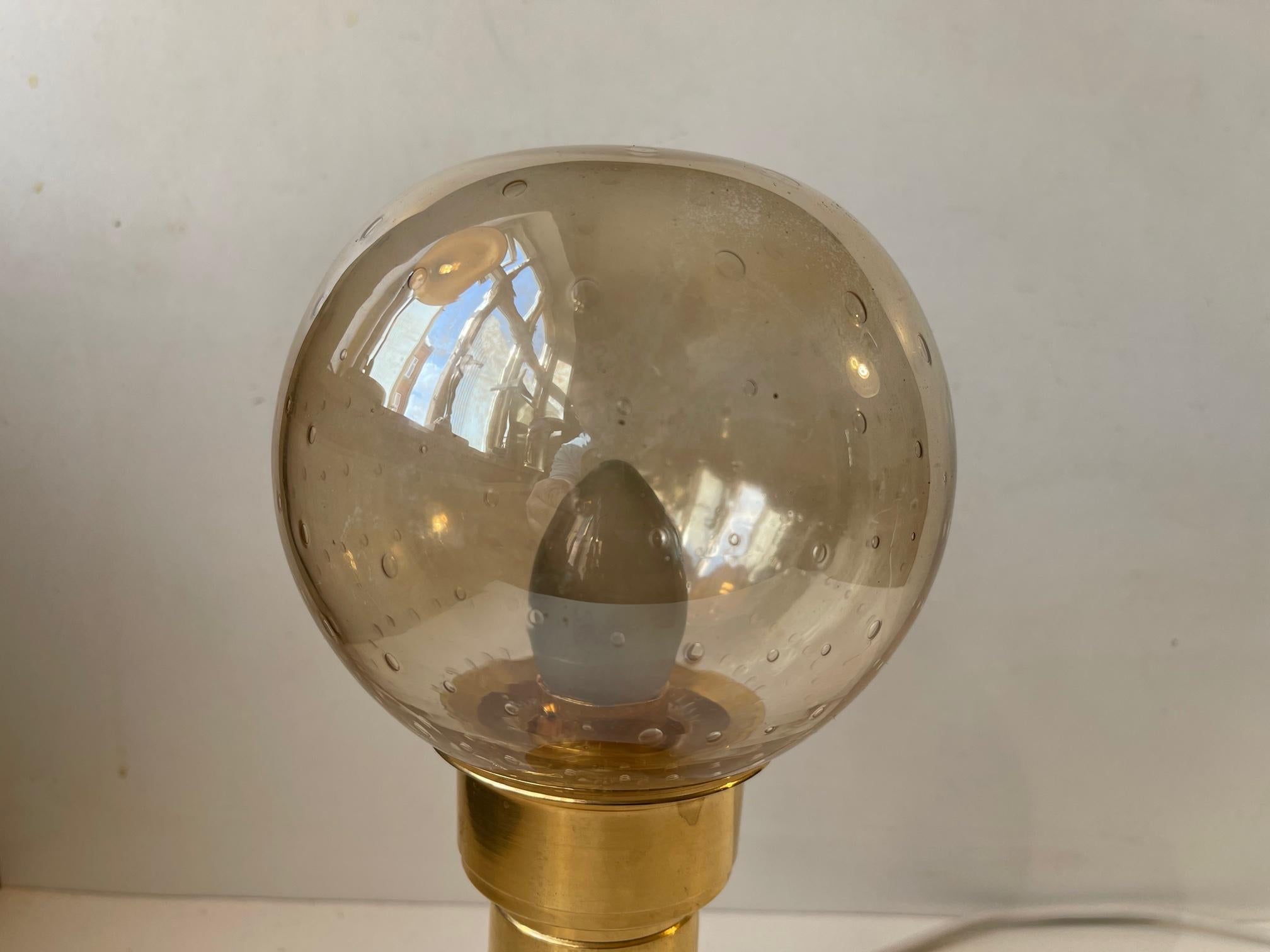 Gilt Brass and Bubble Glass Table Lamp by Föhl, West Germany 1970s In Good Condition In Esbjerg, DK