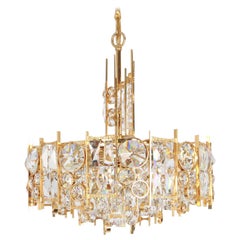Gilt Brass and Crystal Chandelier, by Palwa, Germany, 1970s