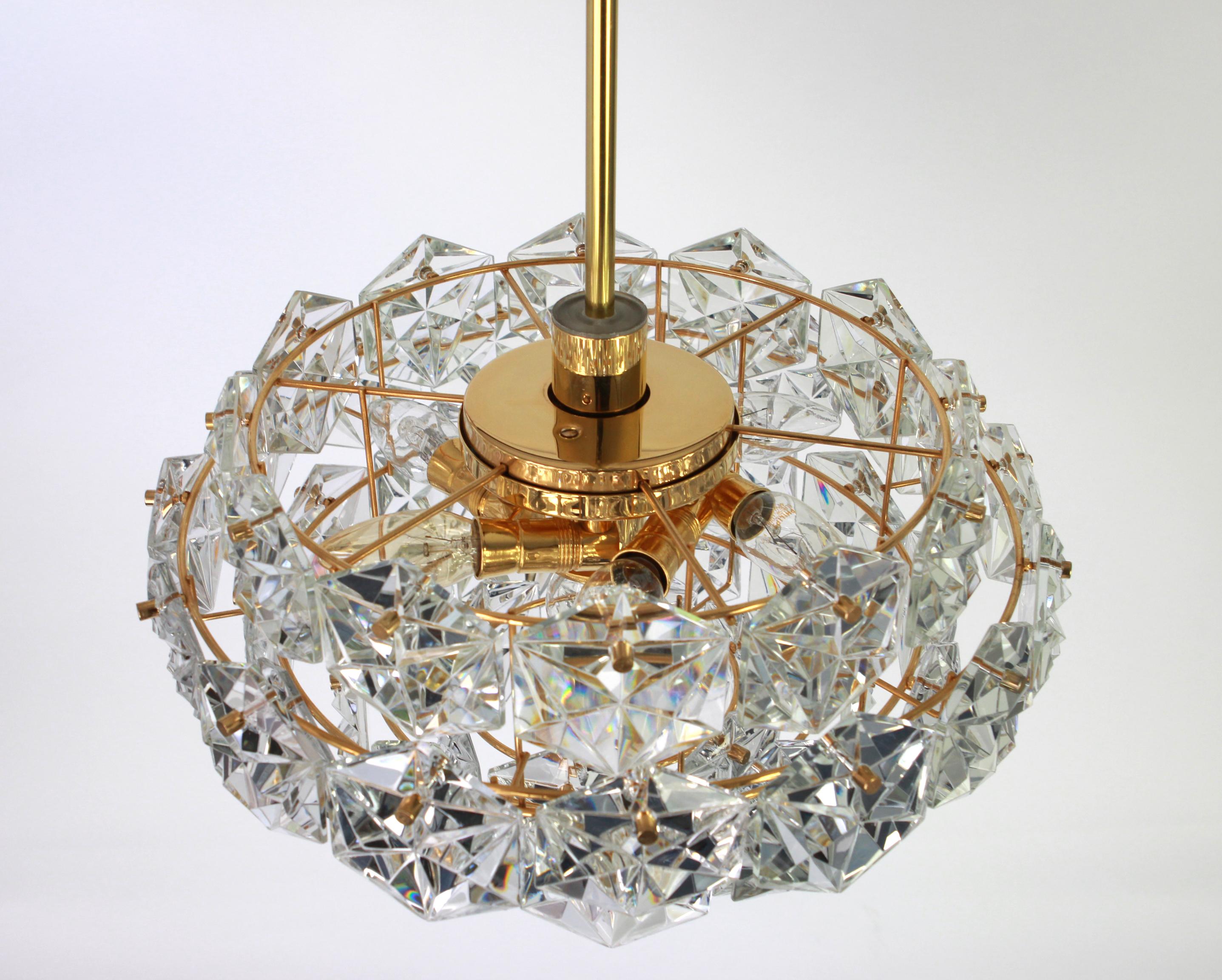 Gilt Brass and Crystal Glass Chandelier by Kinkeldey, Germany, 1970s For Sale 5