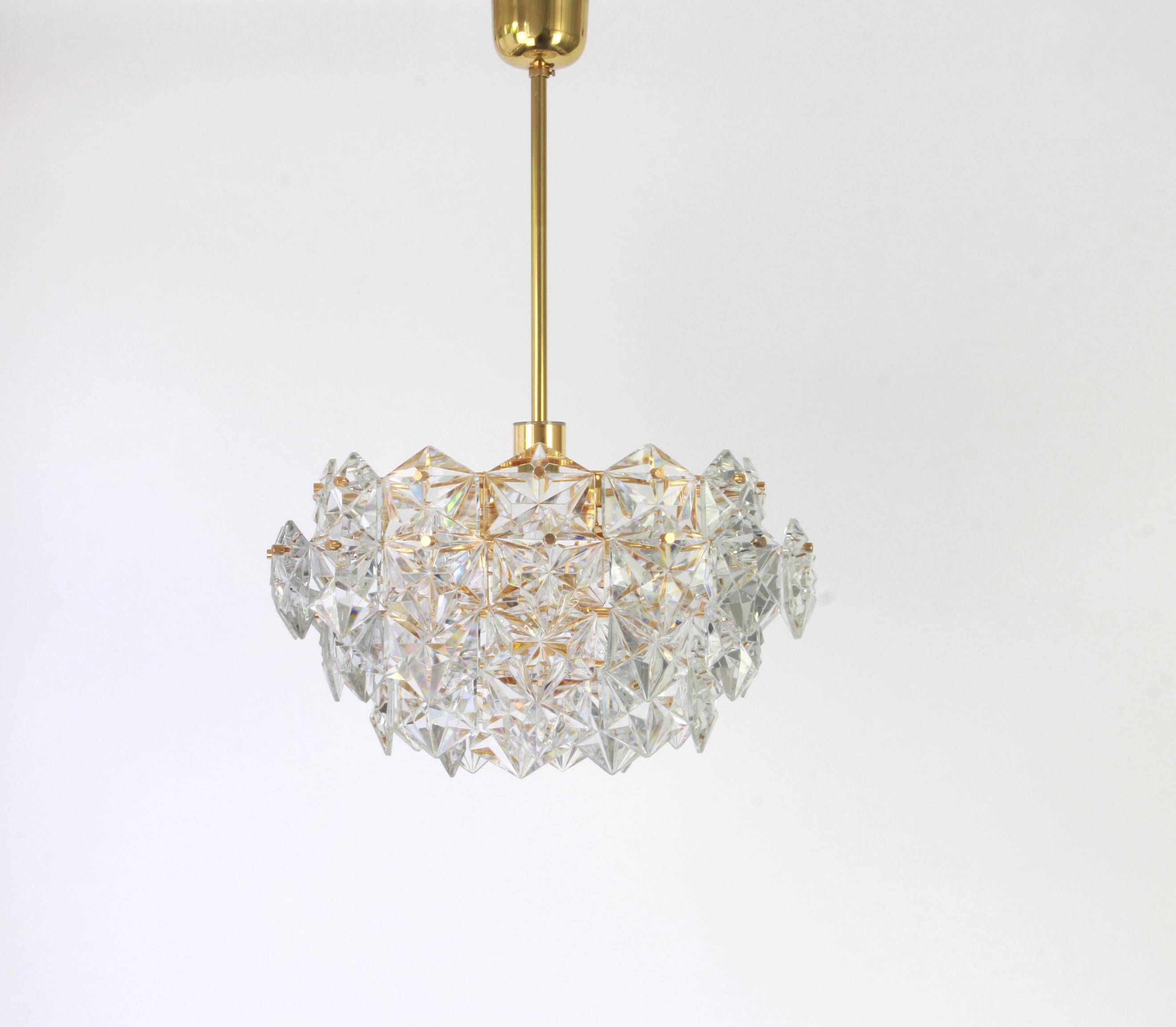 Gilt Brass and Crystal Glass Chandelier by Kinkeldey, Germany, 1970s For Sale 6