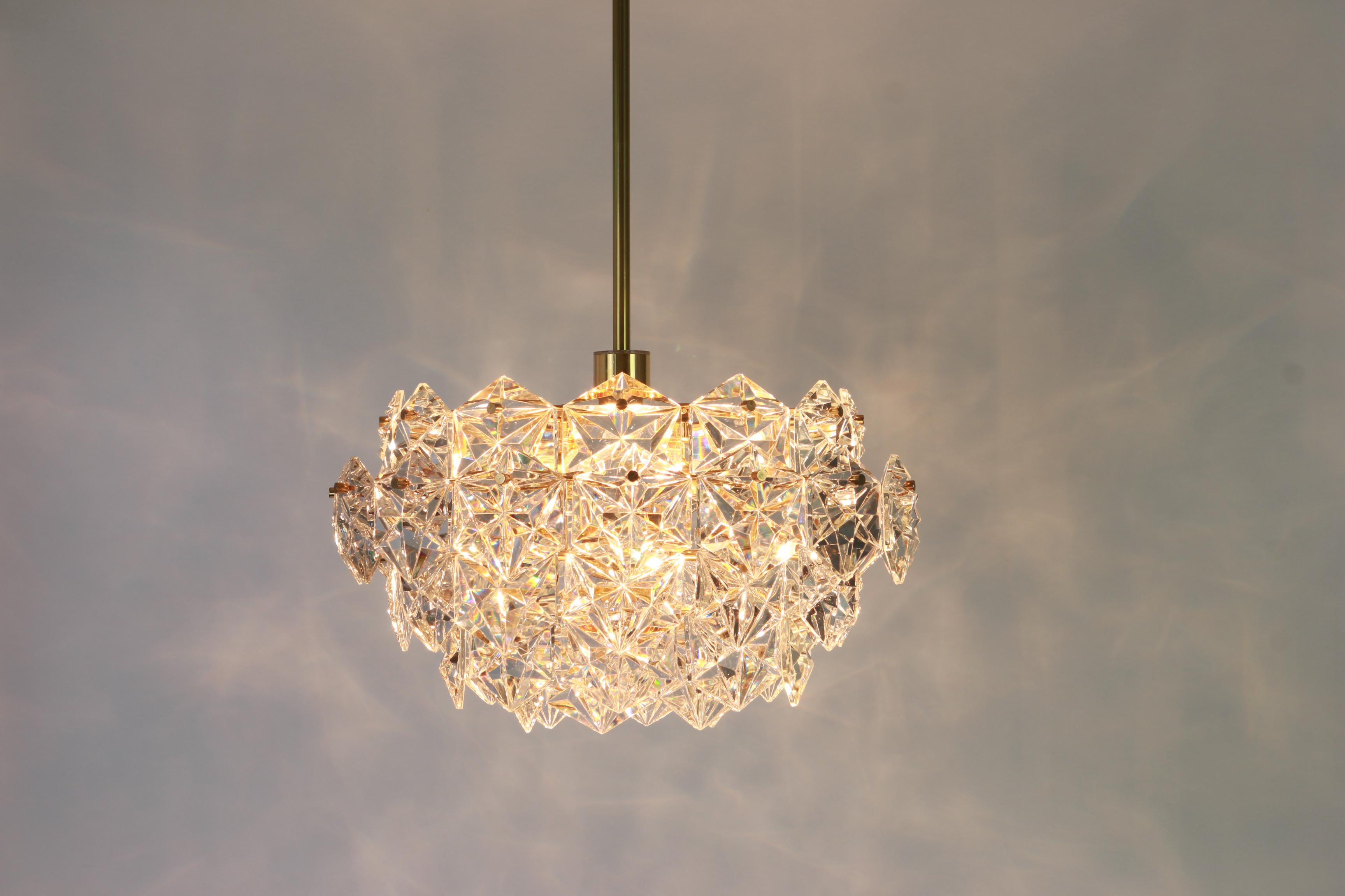 Gilt Brass and Crystal Glass Chandelier by Kinkeldey, Germany, 1970s For Sale 2