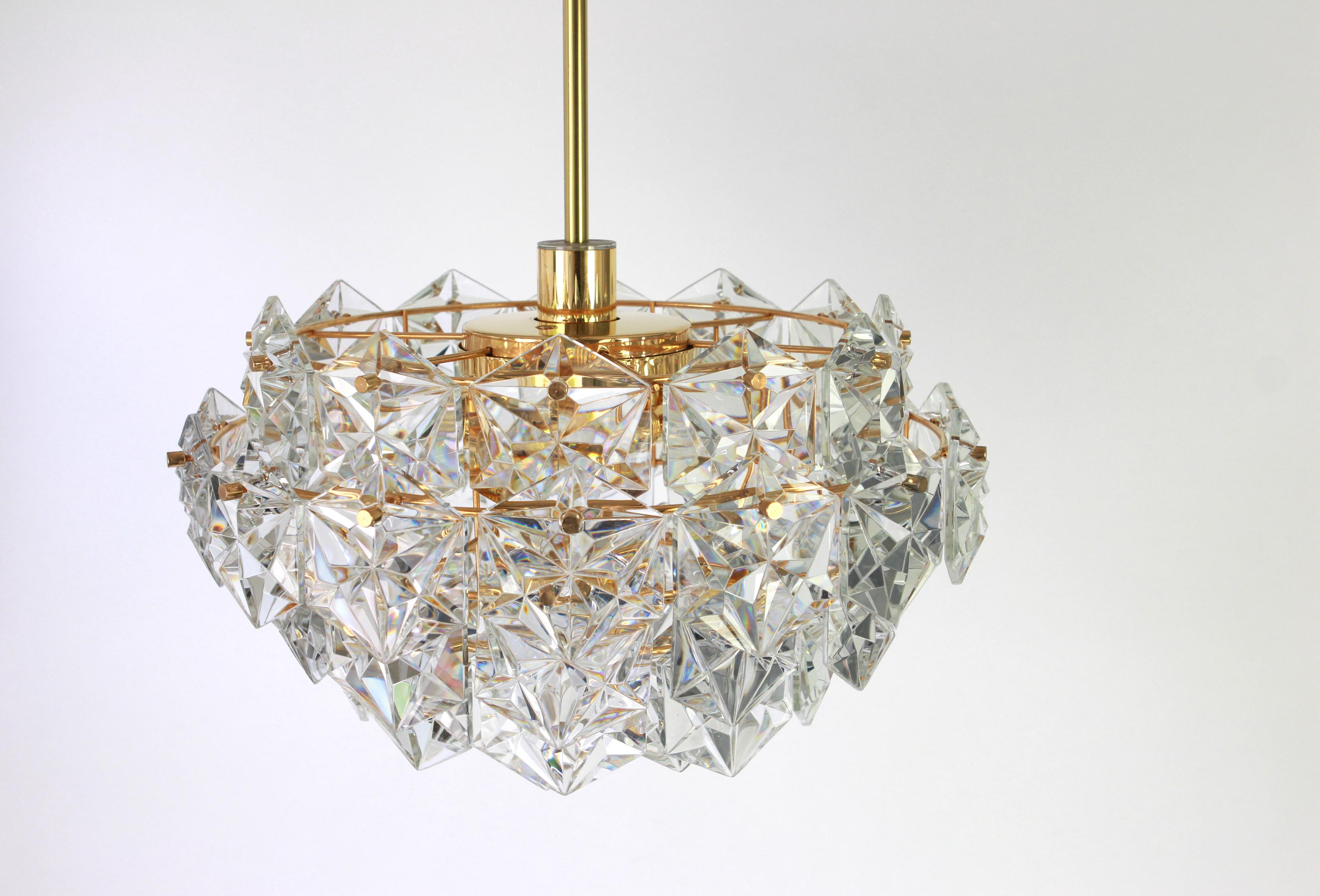 Gilt Brass and Crystal Glass Chandelier by Kinkeldey, Germany, 1970s For Sale 3