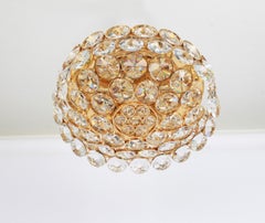 Gilt Brass and Crystal Glass Encrusted Chandelier by Palwa, Germany, 1970s