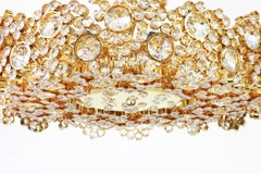 Gilt Brass and Crystal Glass Encrusted Chandeliers by Palwa, Germany, 1970s