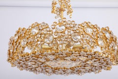 Gilt Brass and Crystal Glass Encrusted Chandeliers by Palwa, Germany, 1970s