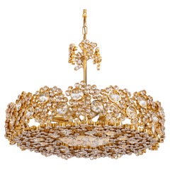 Lustres incrustés de laiton doré et de verre de cristal de Palwa, Allemagne, 1970