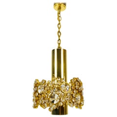 Gilt Brass and Crystal Glass Chandelier by Palwa, Germany, 1970s