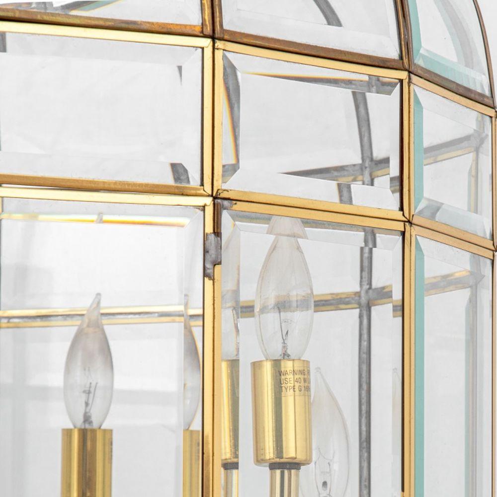 Zweistöckiger Kronleuchter mit vergoldetem Messing und Glaskäfig (Vergoldet) im Angebot