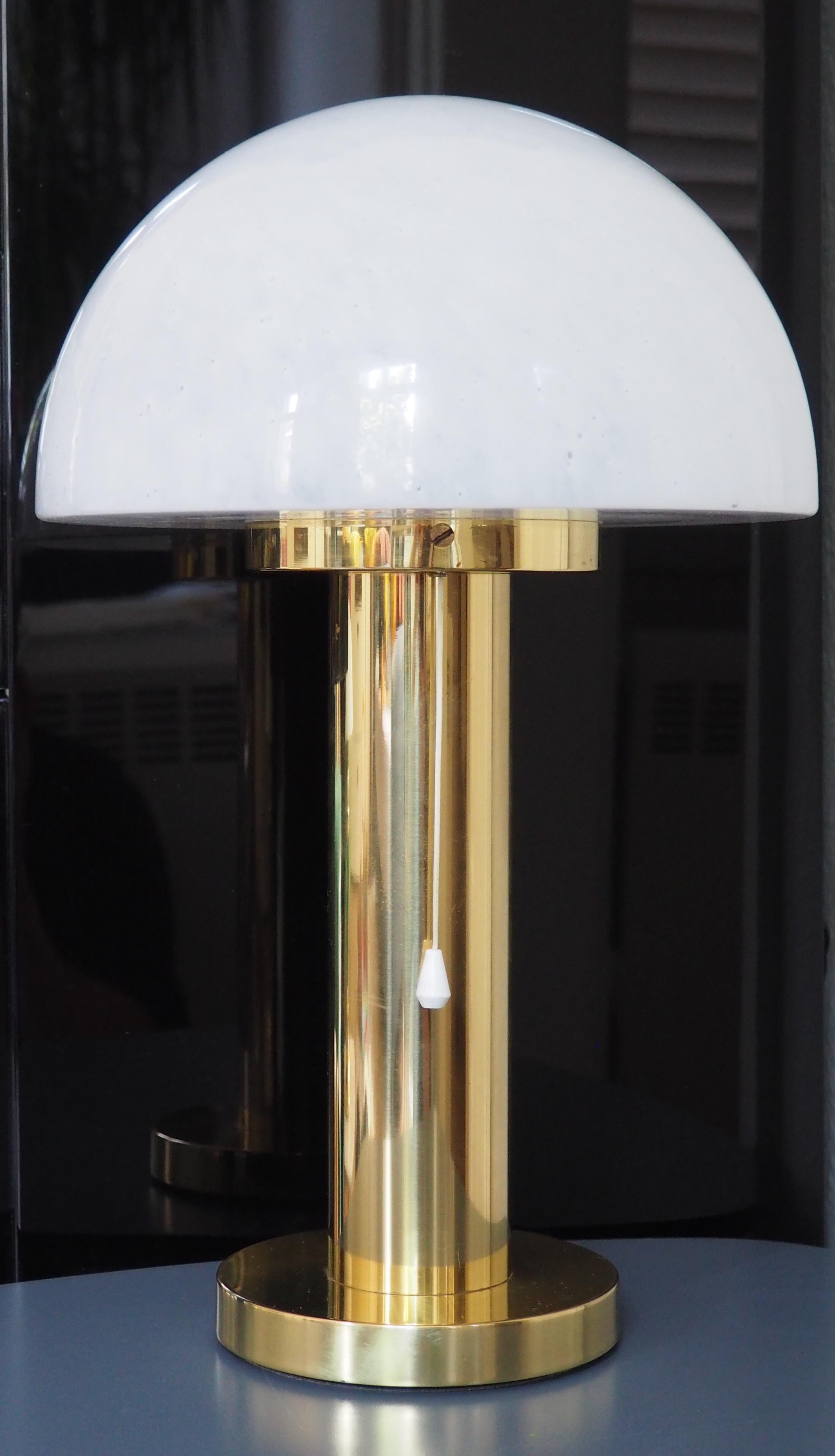 A Mid-Century Modern gilt brass and blown glass 