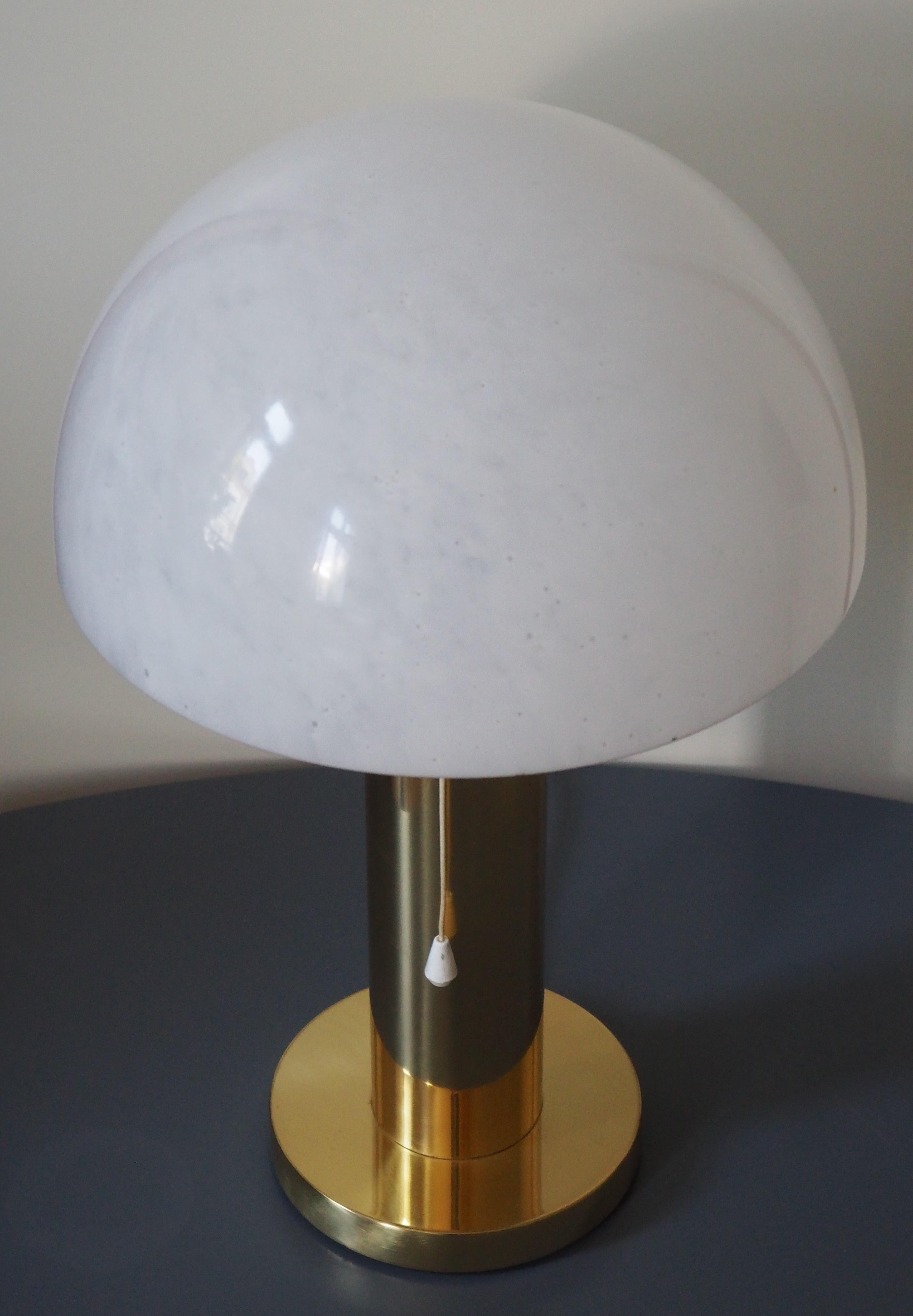 Gilt Brass and Glass Mushroom Table Lamp by Glashütte Limburg, circa 1970s 1