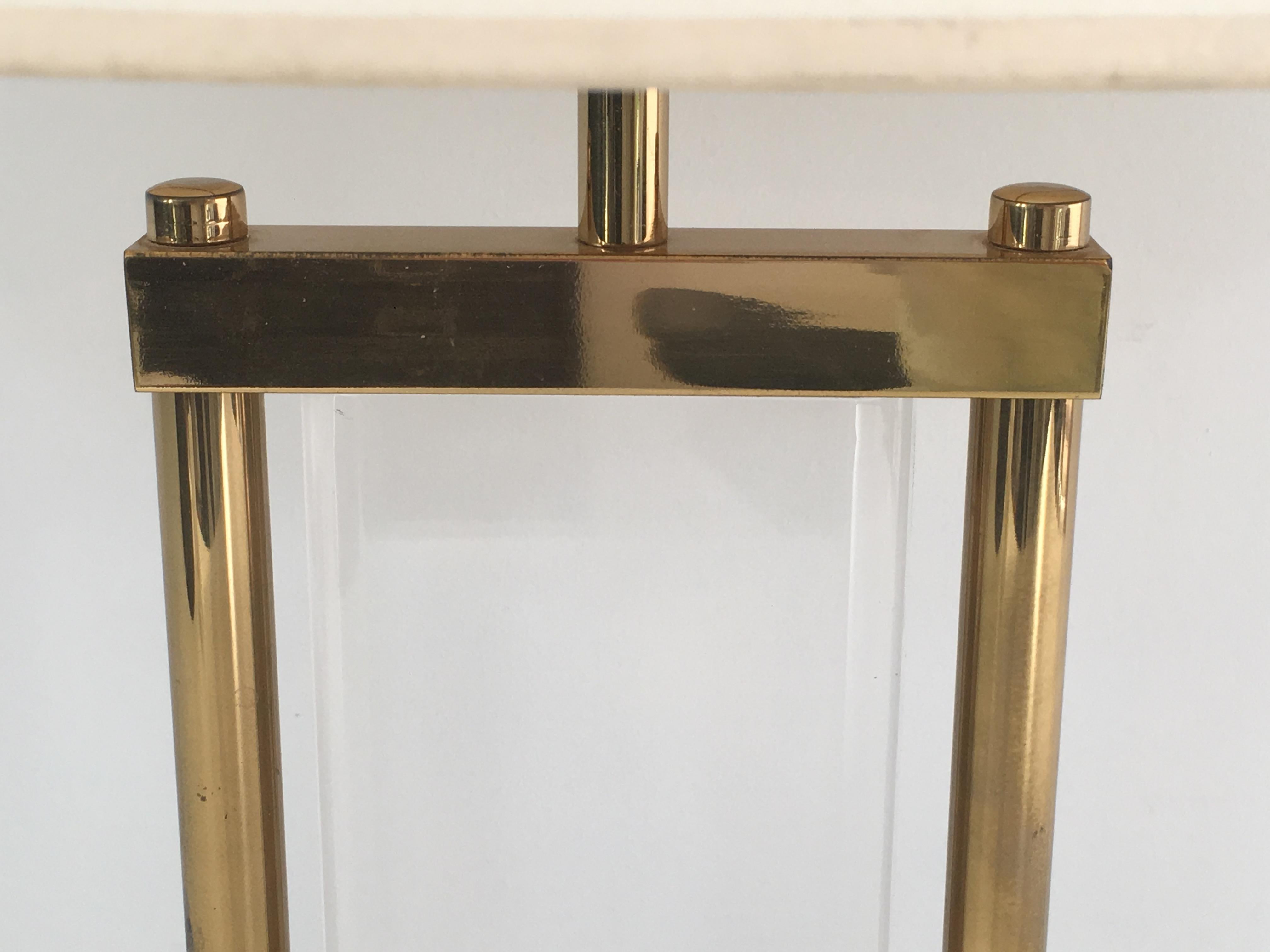 Gilt Brass and Lucite Table Lamp, French, circa 1970 1