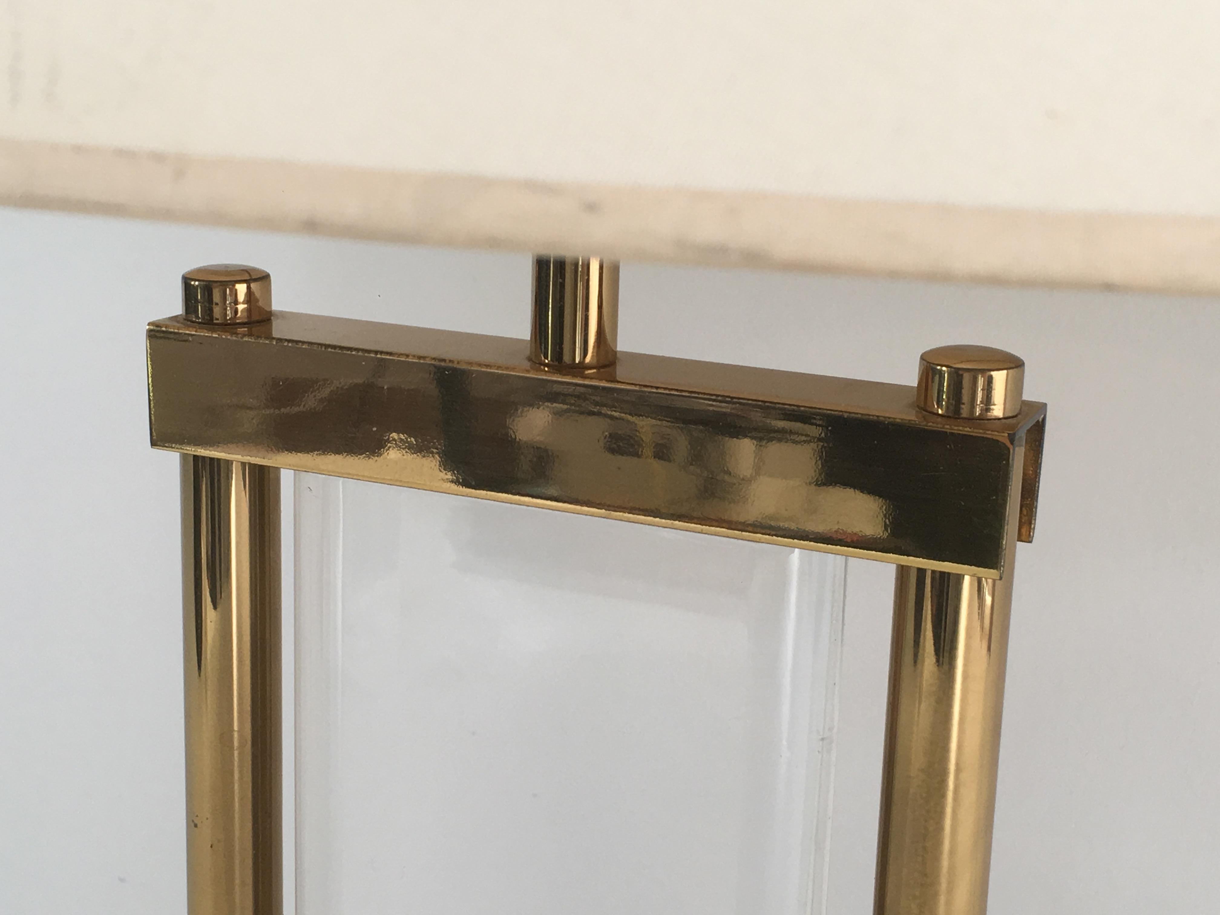 Gilt Brass and Lucite Table Lamp, French, circa 1970 2
