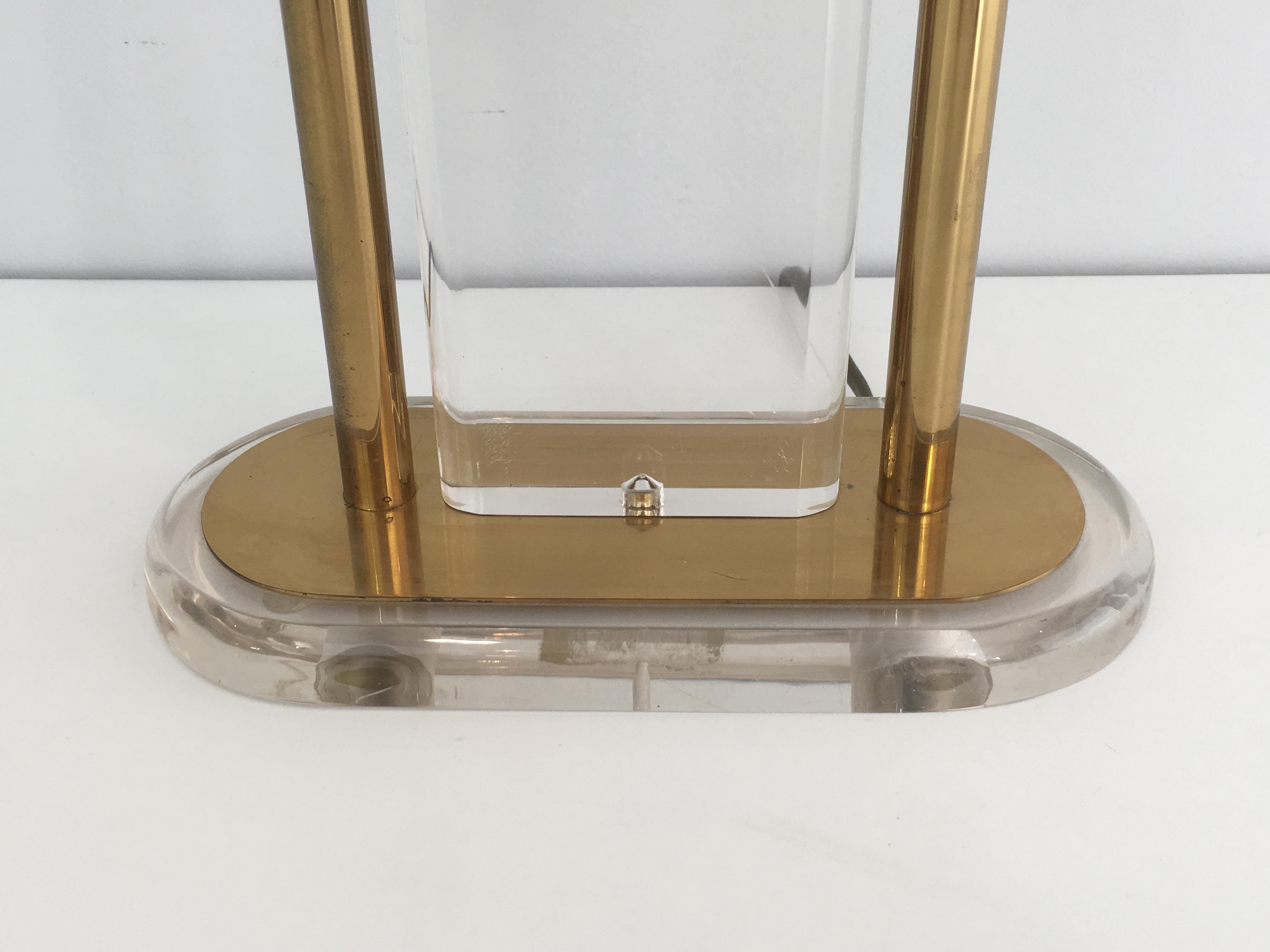 Gilt Brass and Lucite Table Lamp, French, circa 1970 3