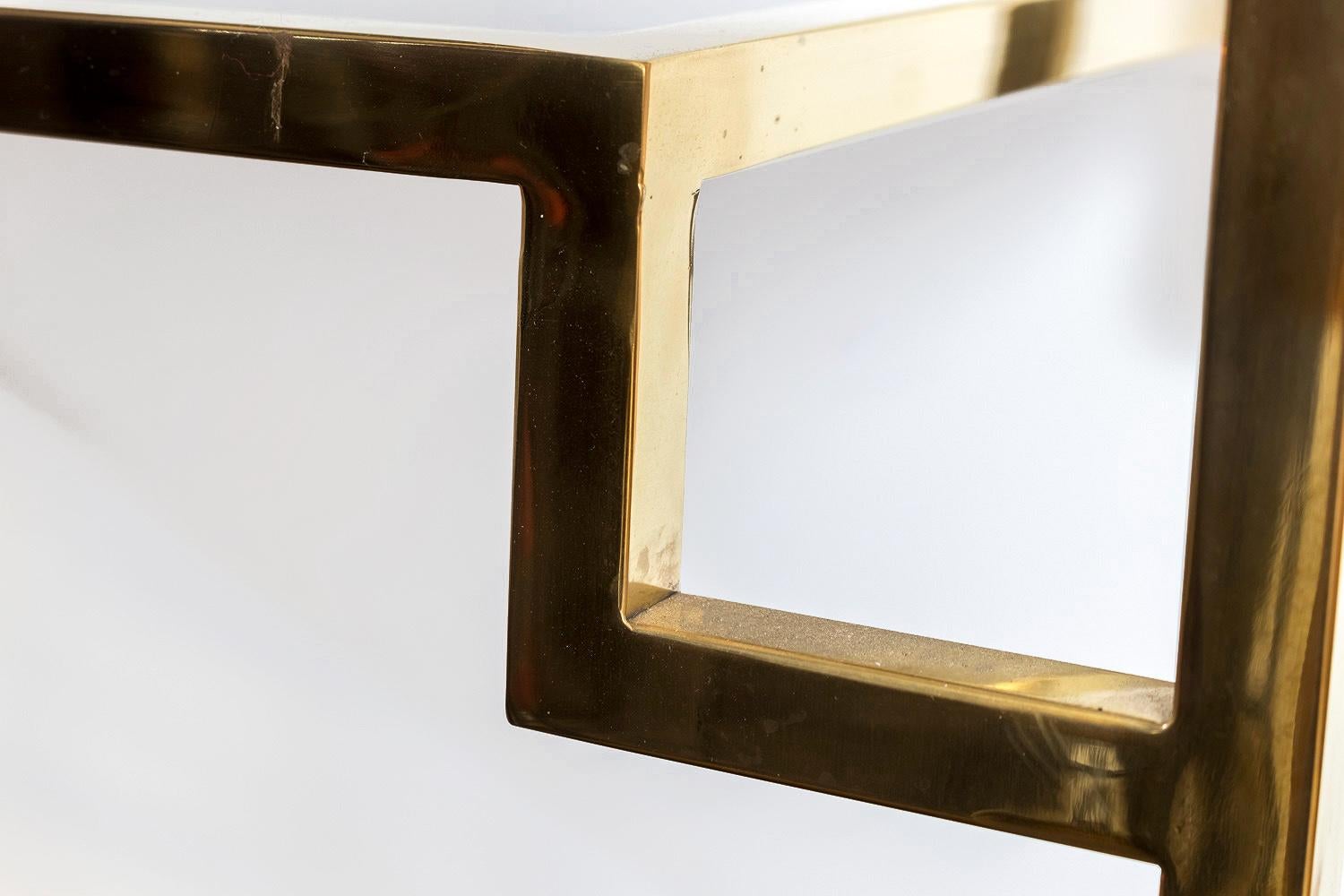 French Gilt Brass and Smoked Glass Shelf, Contemporary Work For Sale