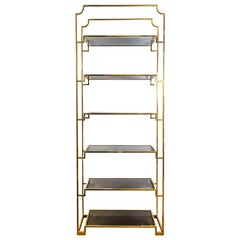 Gilt Brass and Smoked Glass Shelf, Contemporary Work