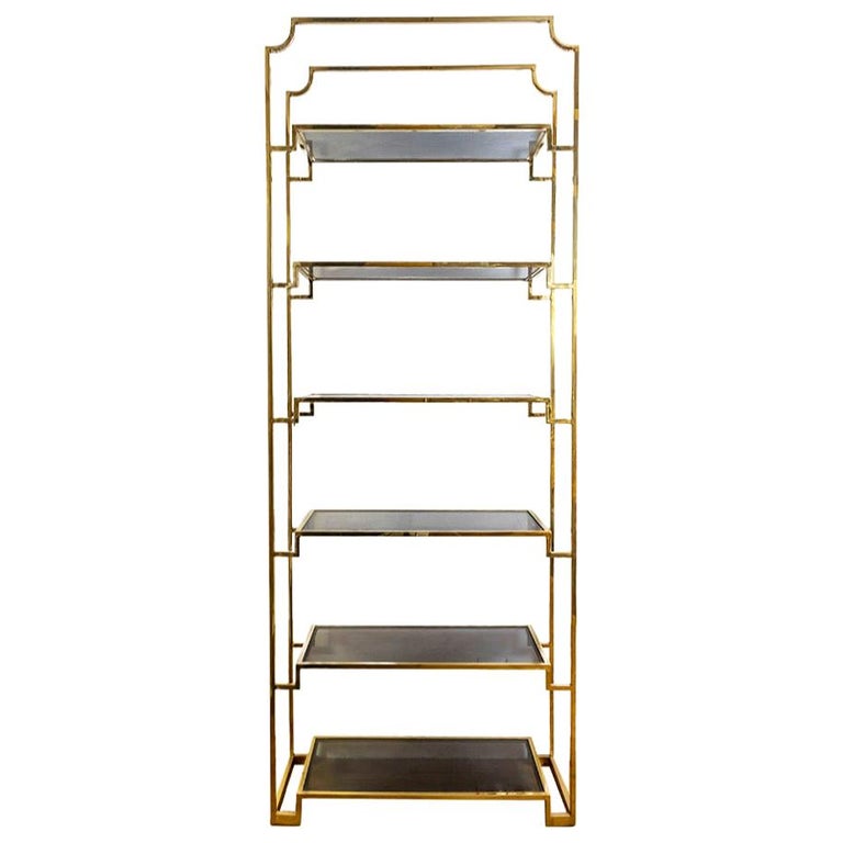 Gilt Brass and Smoked Glass Shelf, Contemporary Work For Sale at 1stDibs