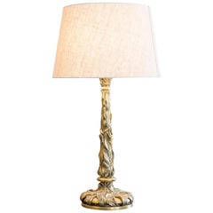 Gilt Brass Art Nouveau Column Lamp