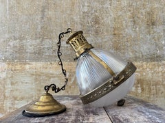 Gilt Brass Caged Holophane Pendant