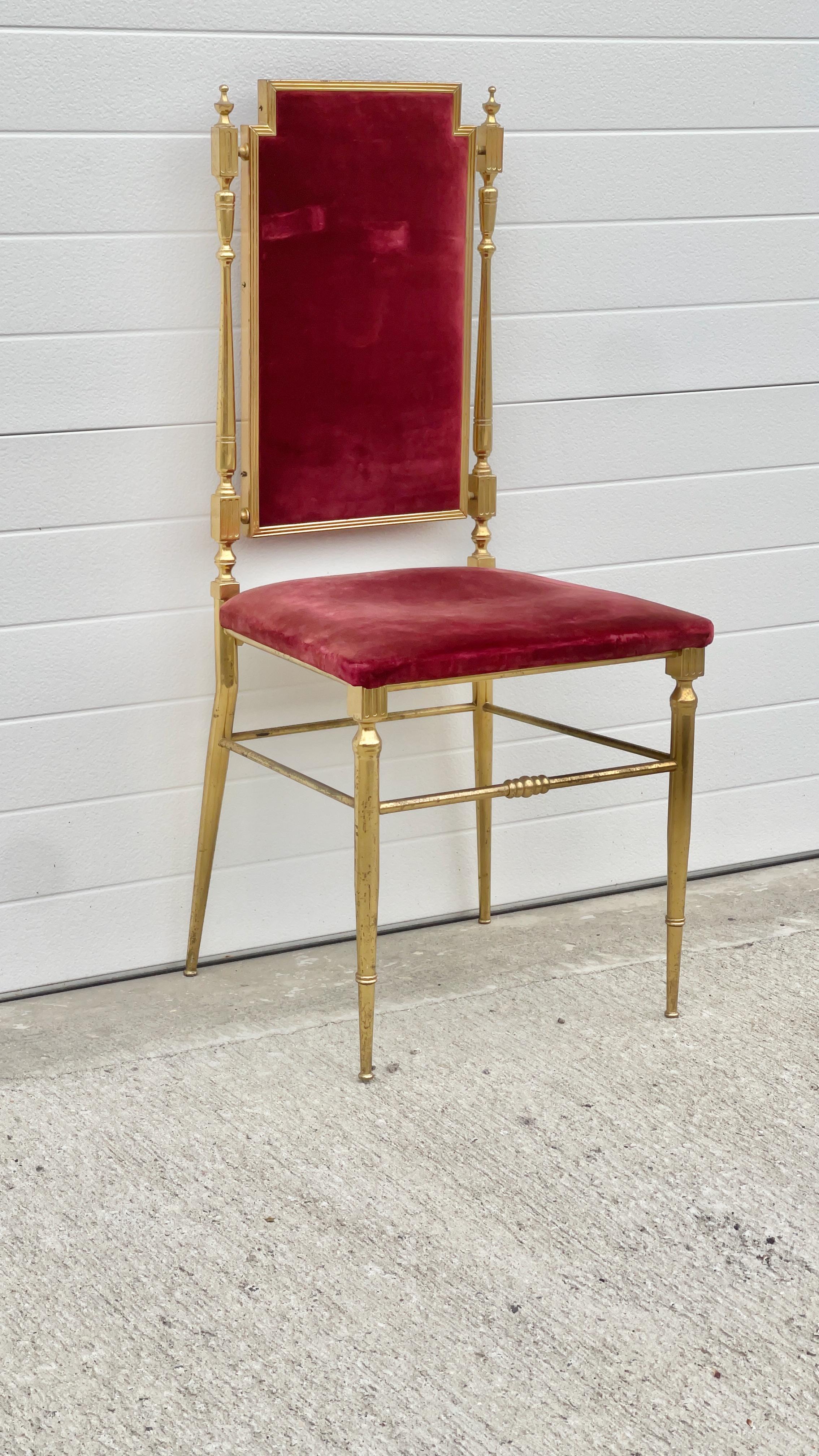 Chaise Chiavari en laiton doré Style néoclassique Bon état - En vente à Hanover, MA