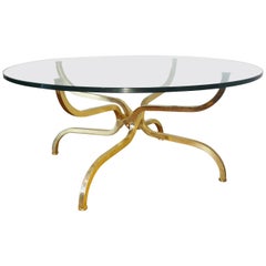 Gilt Brass Coffee Table by Georges Geffroy, circa 1965