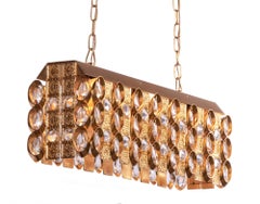 1960 Germany Palwa Chandelier Crystal & Gilt Brass by Christoph Palme