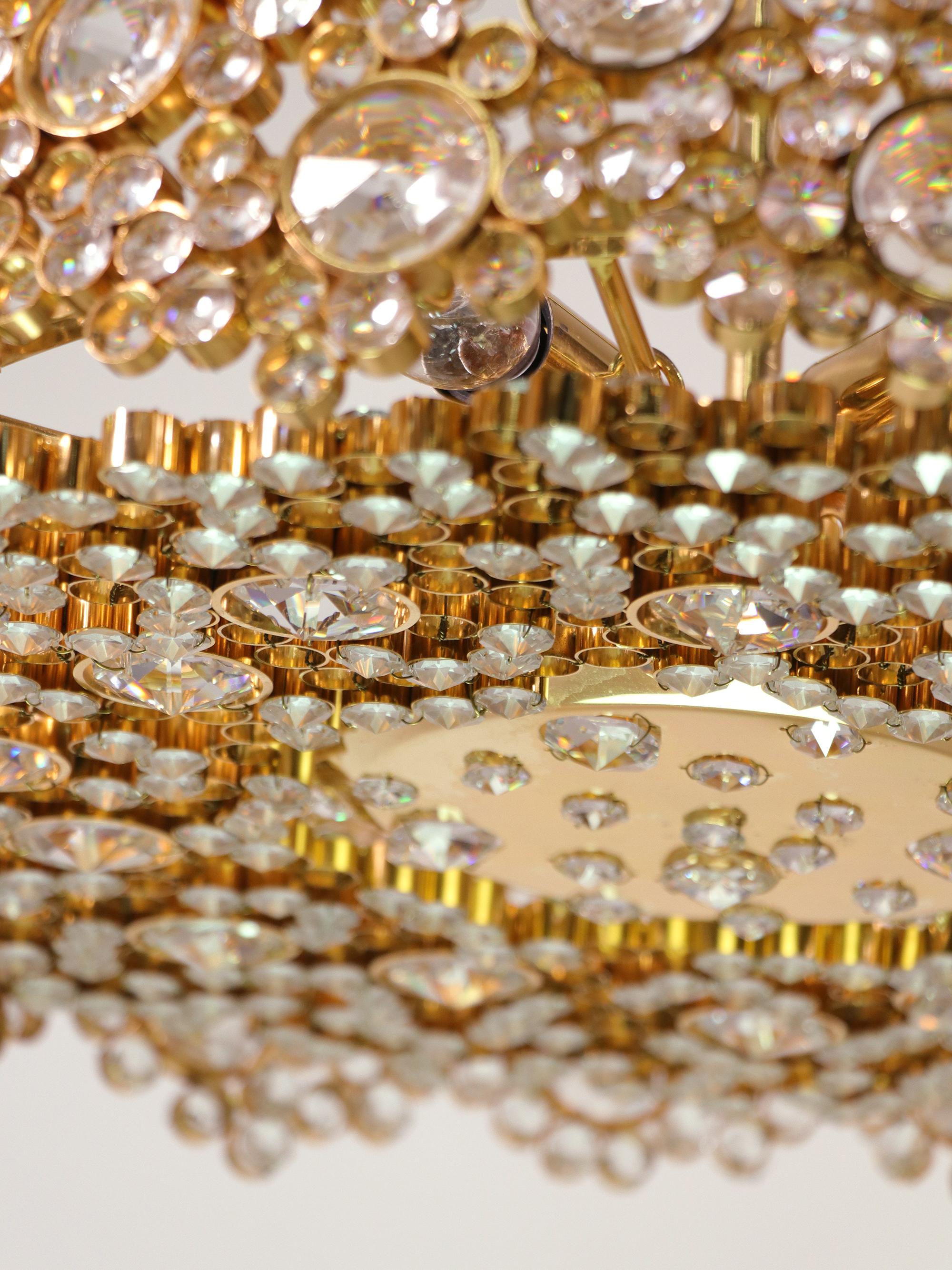 1970 Germany Palwa Bubble Chandelier Swarovski Crystal & 24k Gilt Brass For Sale 3