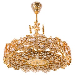 Used 1970 Germany Palwa Bubble Chandelier Swarovski Crystal & 24k Gilt Brass