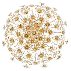 Monture encastrée fleur en laiton doré de Palwa 1970