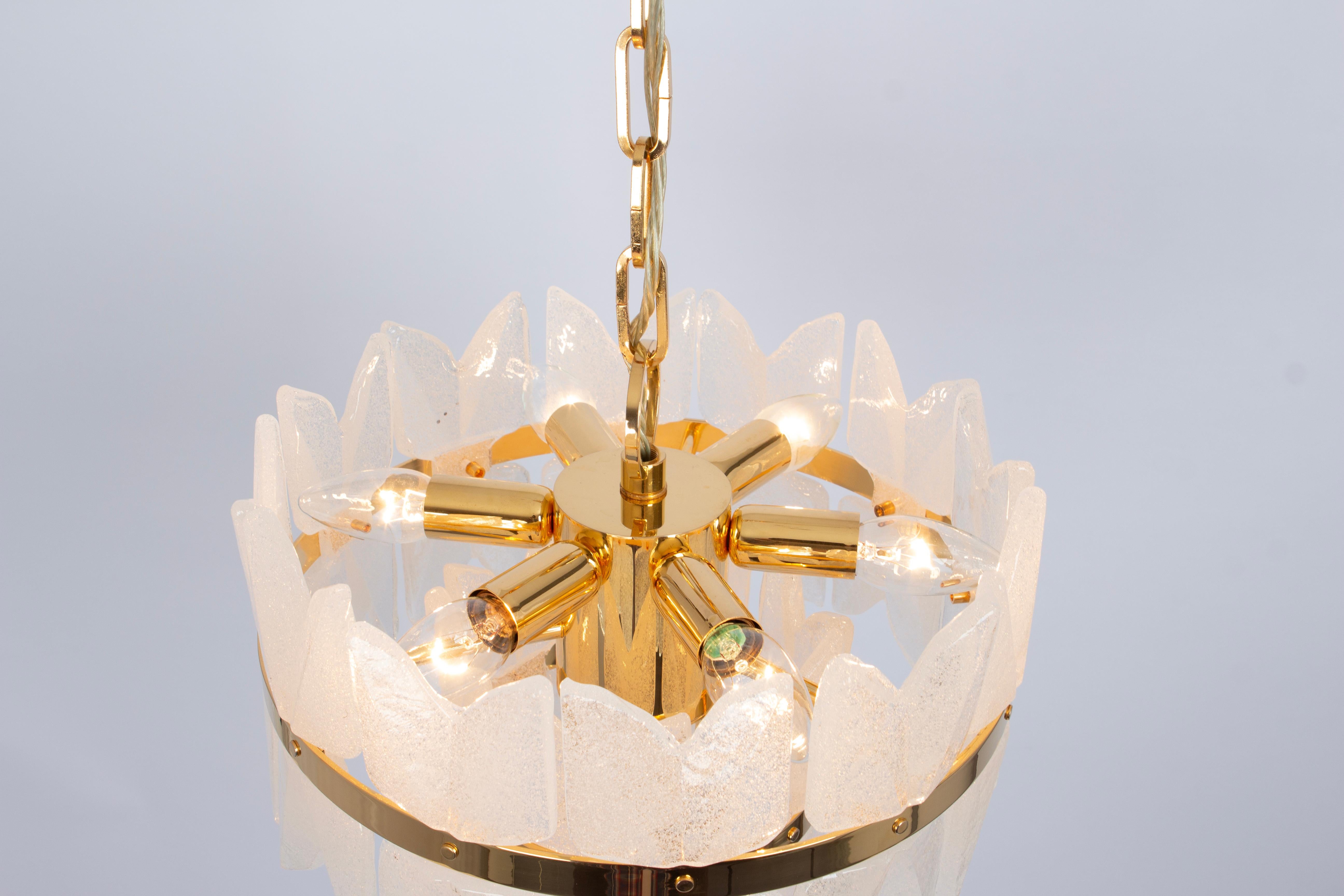 Mid-Century Modern Gilt Brass, Crystal Glass Light Chandelier Corina, Kalmar, Austria, 1970 For Sale