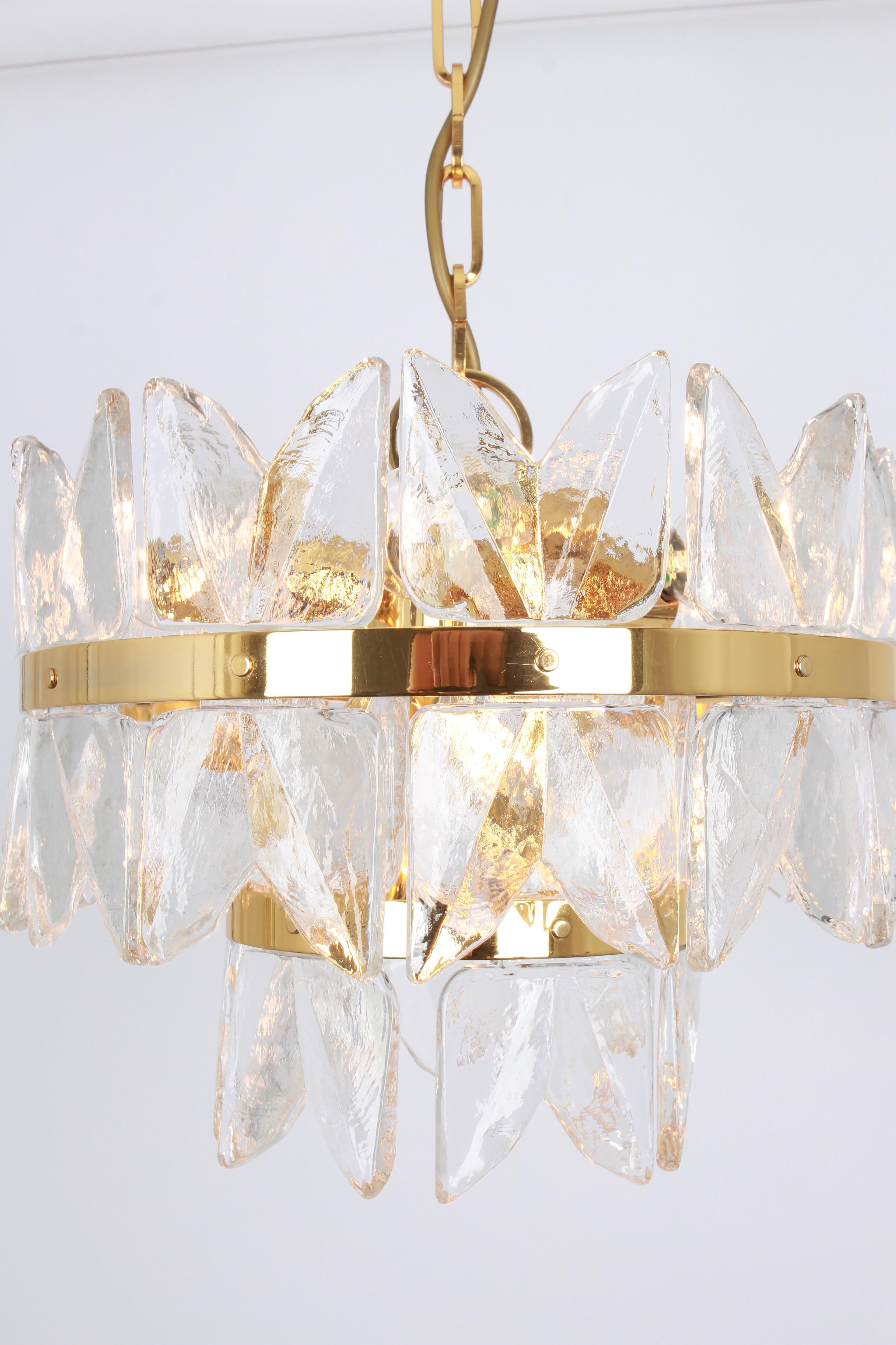 Gilt Brass, Crystal Glass Light Chandelier Corina, Kalmar, Austria, 1970 In Good Condition In Aachen, NRW