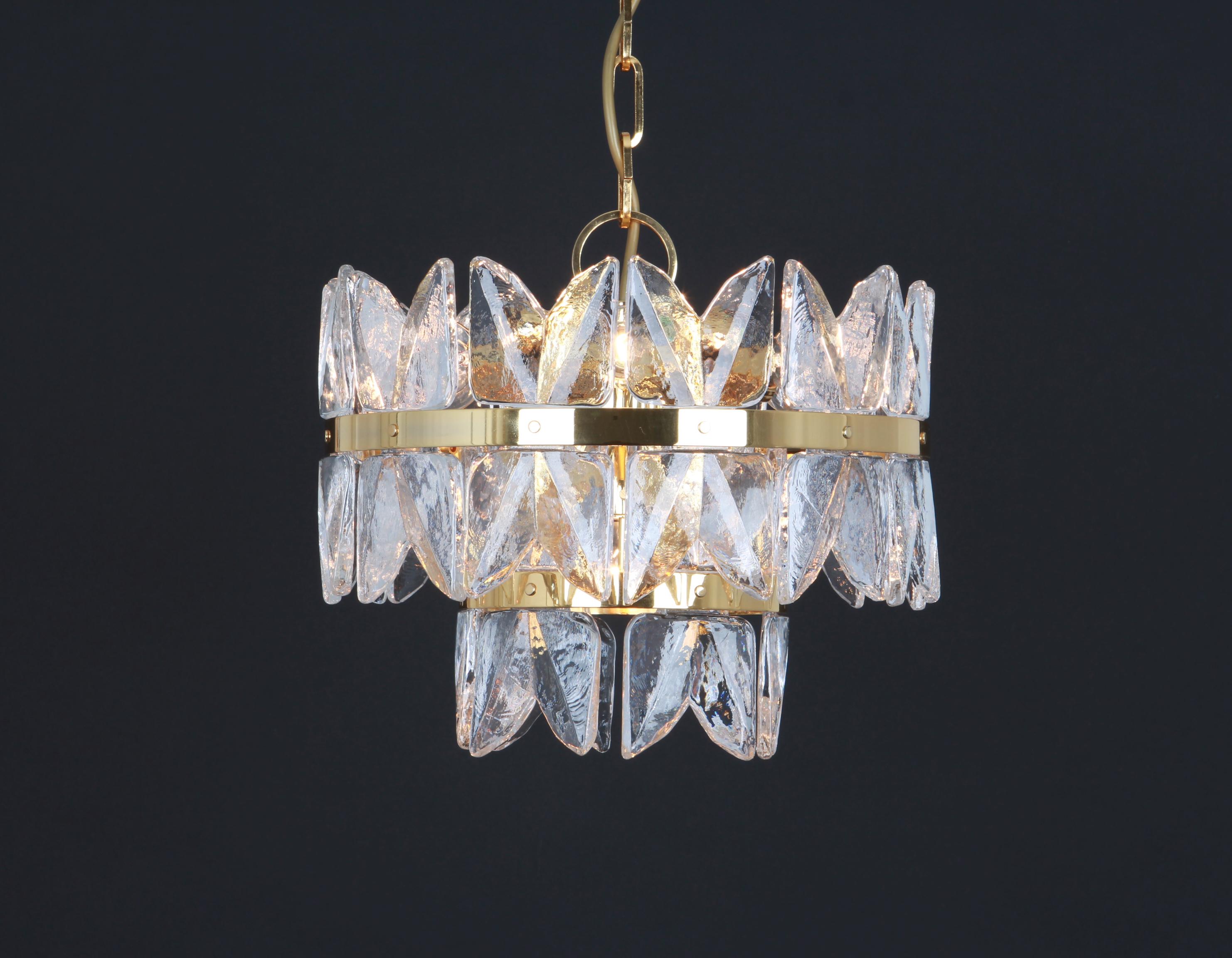 Late 20th Century Gilt Brass, Crystal Glass Light Chandelier Corina, Kalmar, Austria, 1970