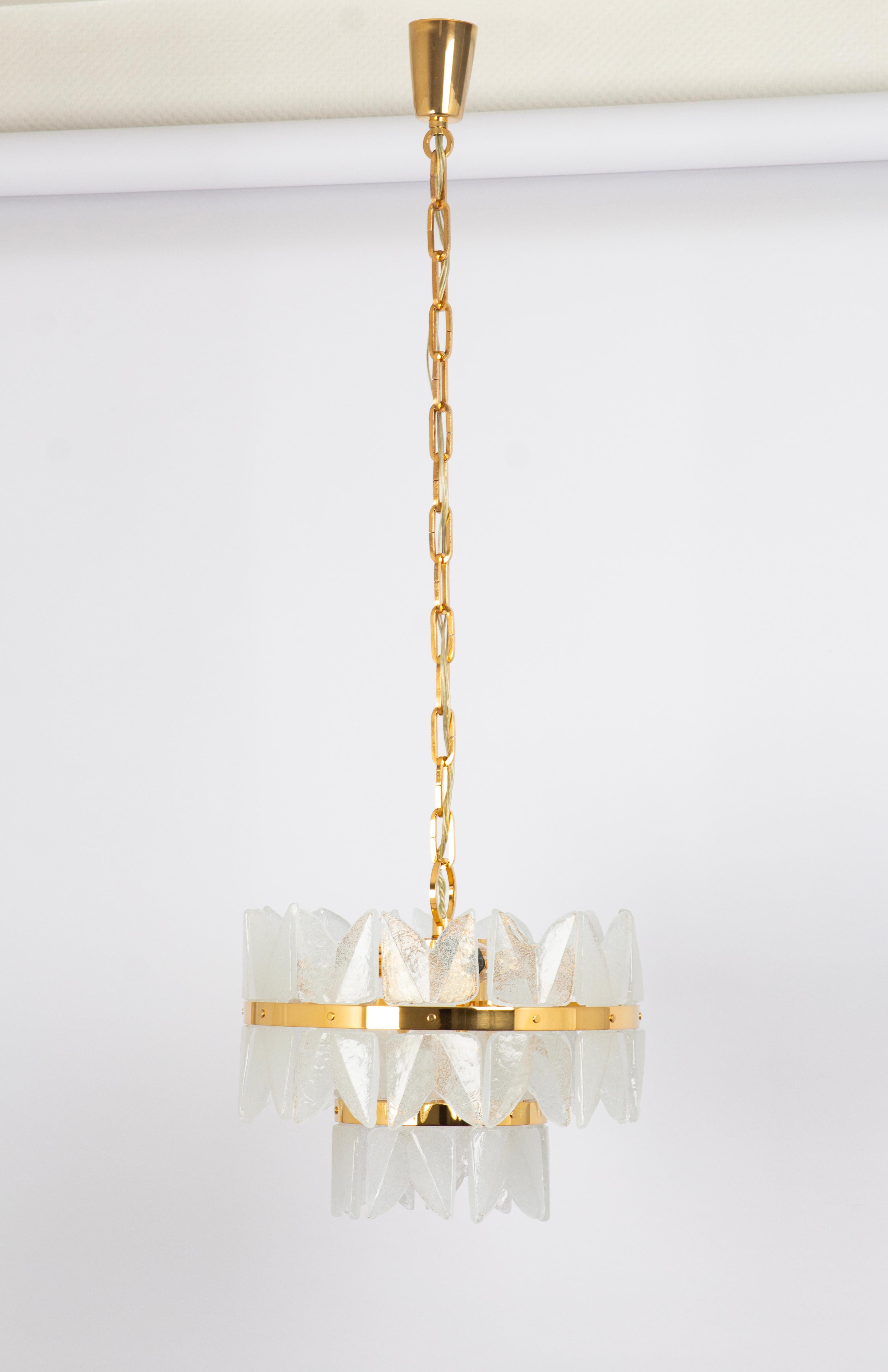 Late 20th Century Gilt Brass, Crystal Glass Light Chandelier Corina, Kalmar, Austria, 1970 For Sale