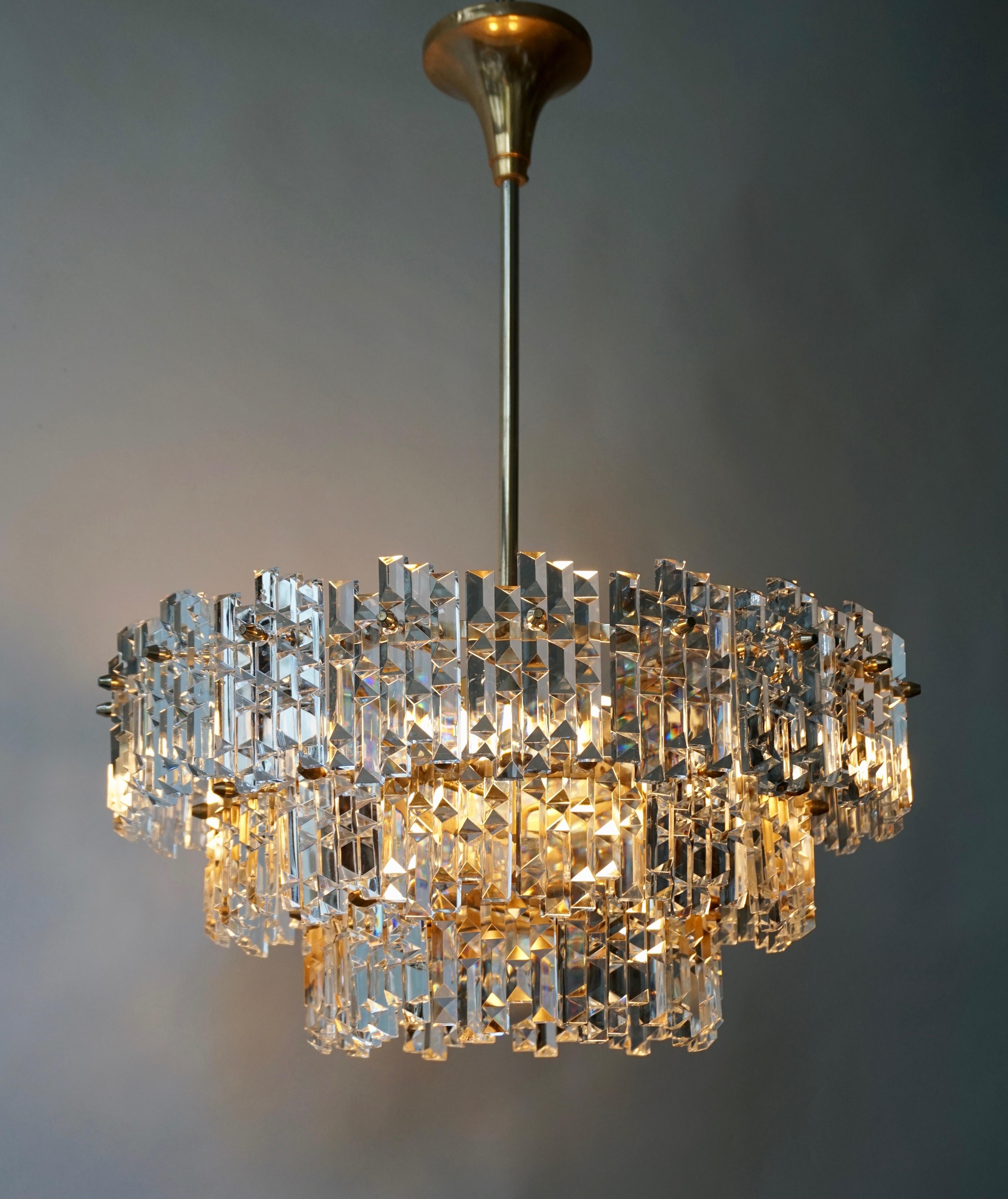 Gilt Brass Crystal Murano Glass Chandelier 3