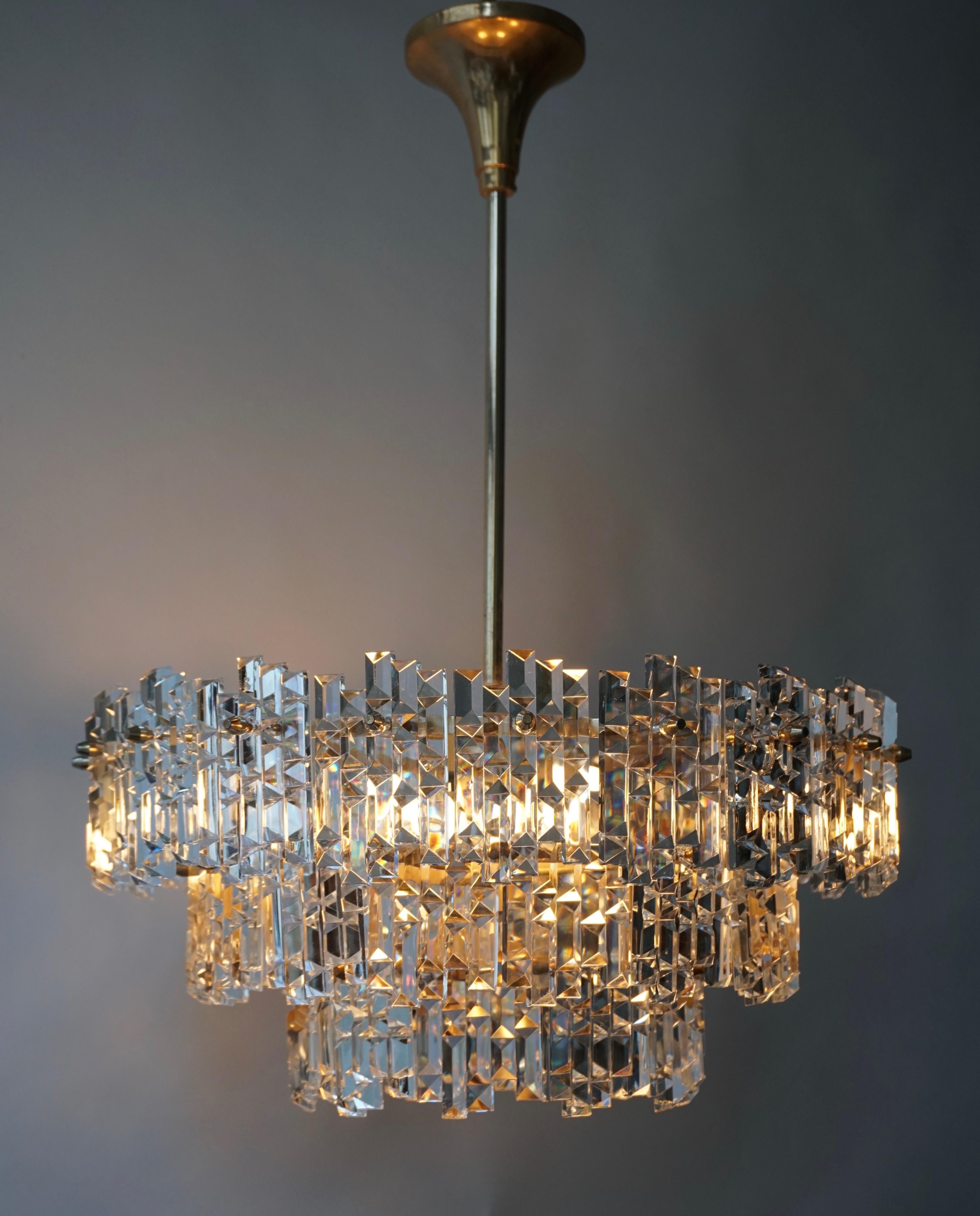 Gilt Brass Crystal Murano Glass Chandelier 2