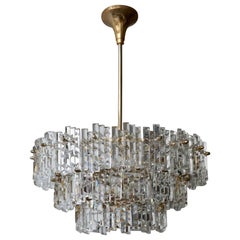 Gilt Brass Crystal Murano Glass Chandelier