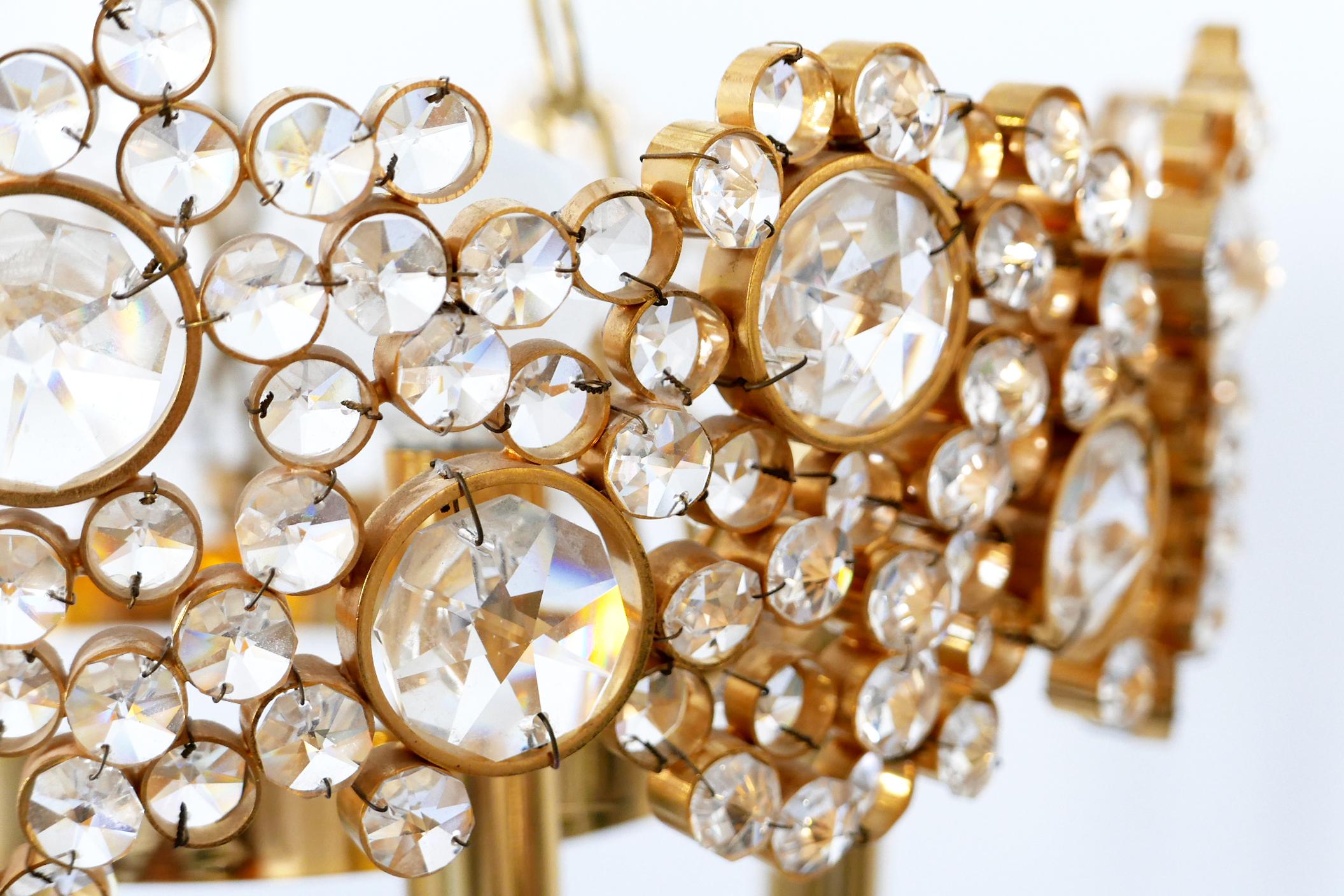 Gilt Brass Facet Cut Crystal Glass Chandelier 'Jewel' by Palwa, 1970s, Germany For Sale 7