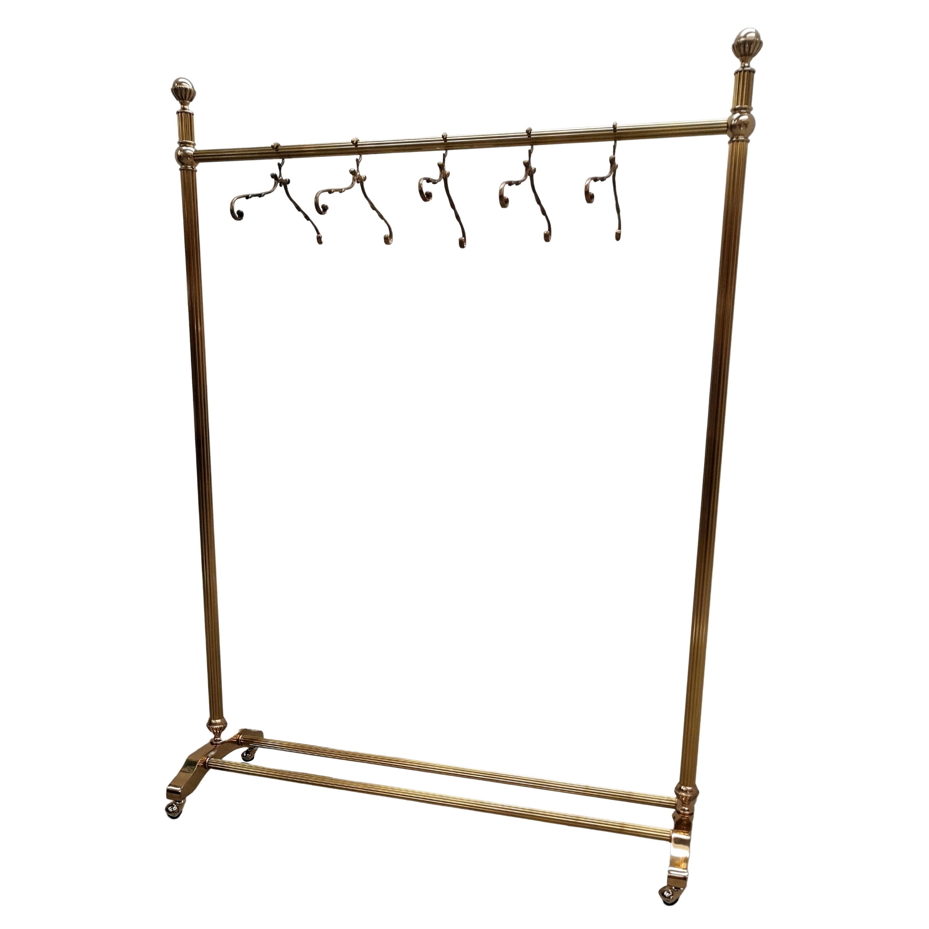 Gilt Brass Garment Rack, Clothing Rail, Dress Hanger, Italy, 1970s