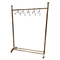 Gilt Brass Garment Rack, Clothing Rail, Dress Hanger, Italy, 1970s