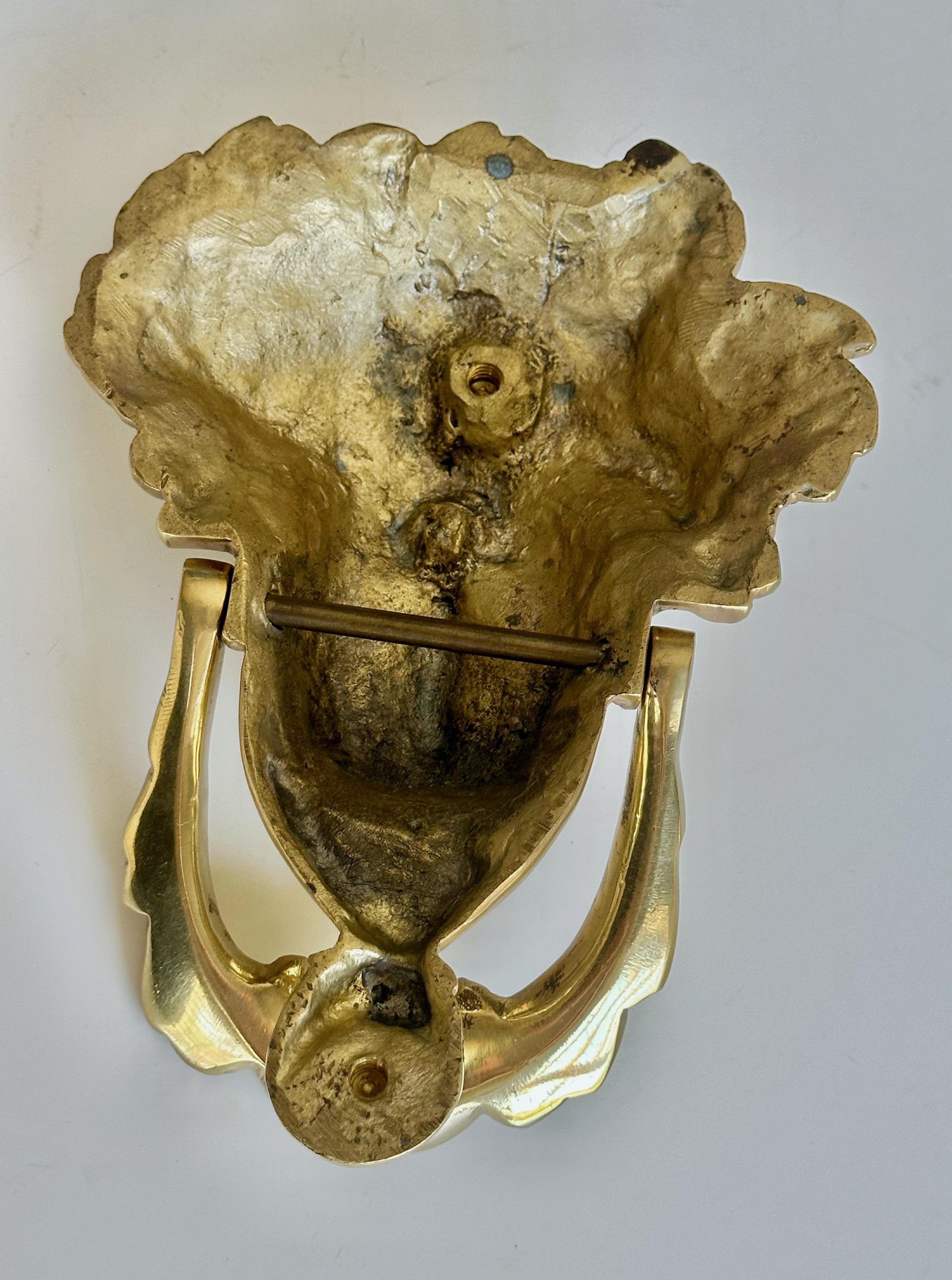 Gilt Brass Goddess Bacchus Athena Door Knocker For Sale 5