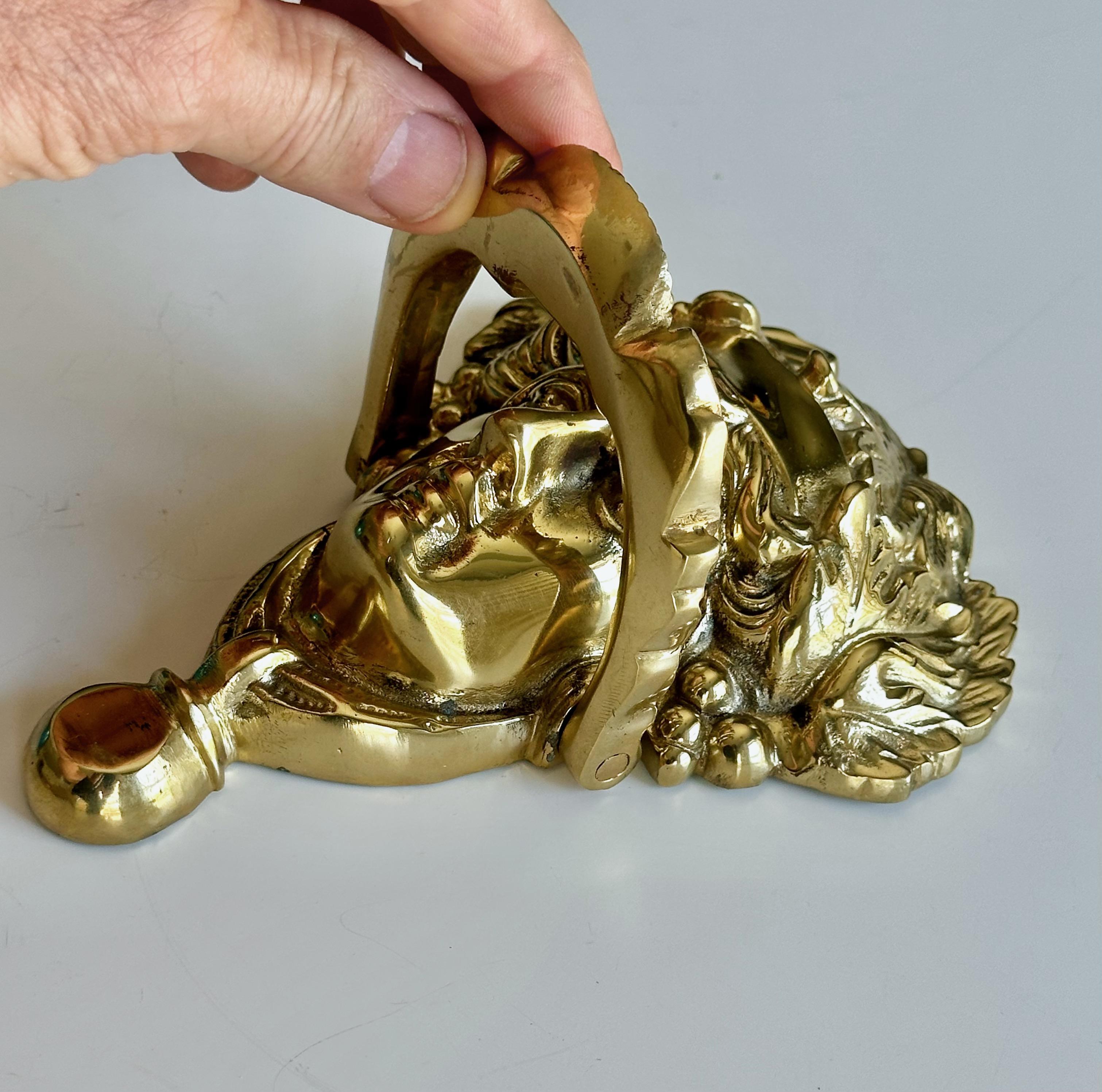 Gilt Brass Goddess Bacchus Athena Door Knocker For Sale 1