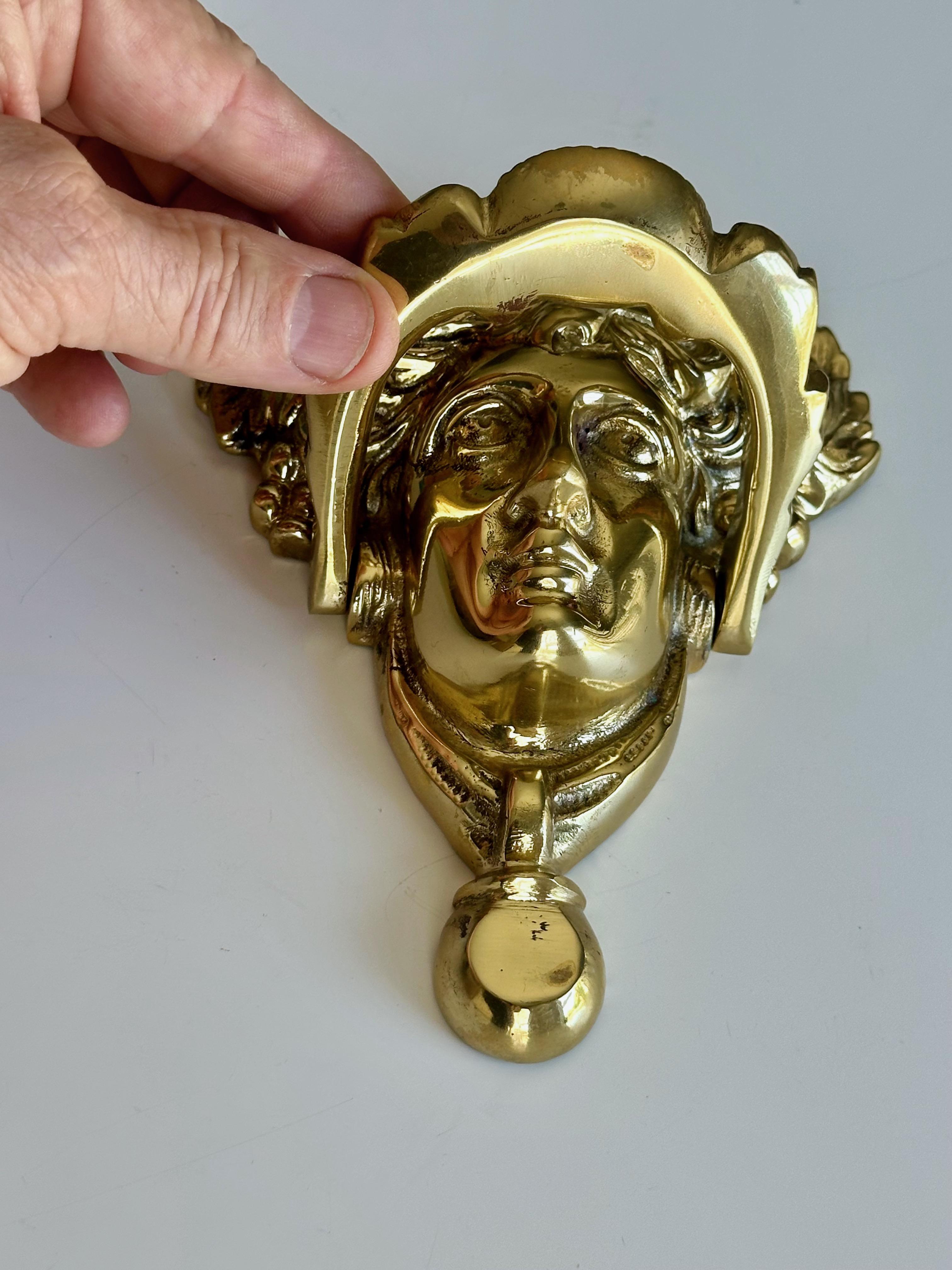 Gilt Brass Goddess Bacchus Athena Door Knocker For Sale 2