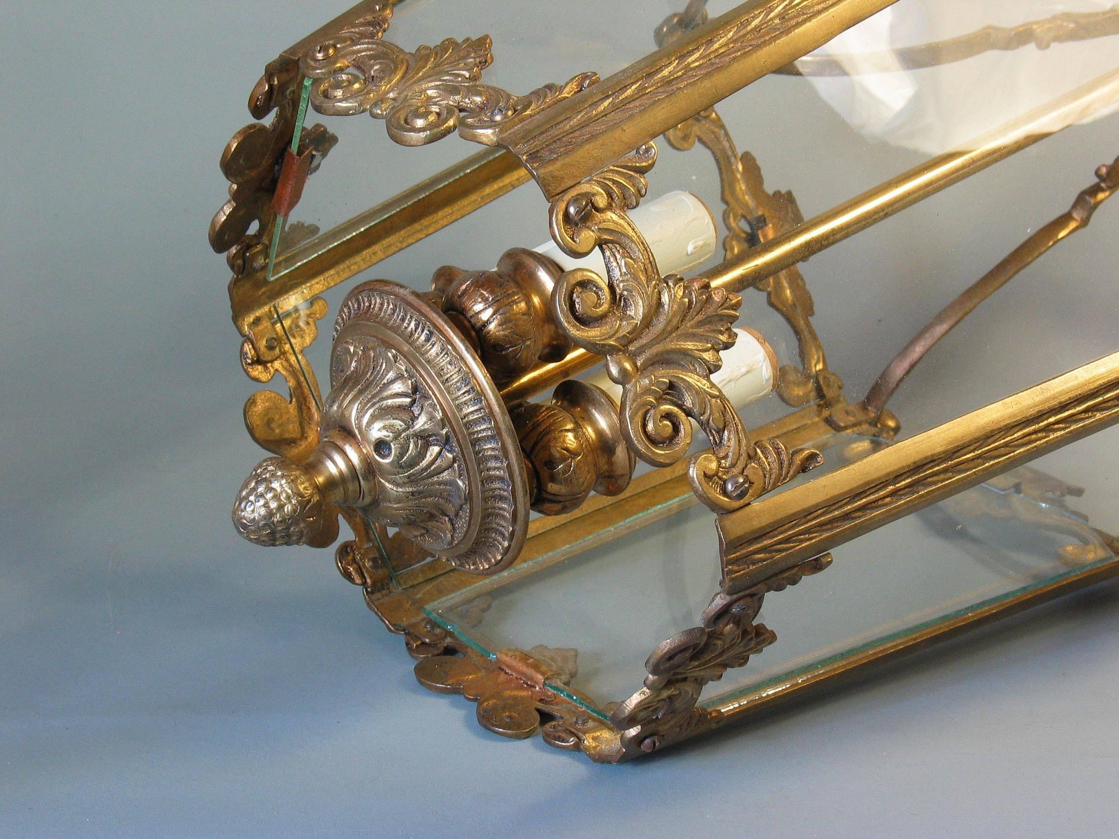 Gilt Brass Hexagonal Louis XV Style Hall Lantern 3